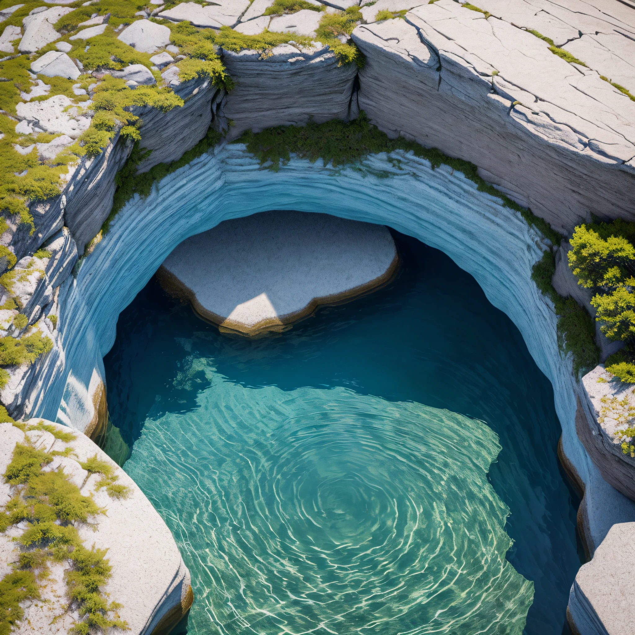 (a masterpiece), better quality, ultra-refined details, perfect lighting and shadow, a delicate and beautiful shape, dynamic perspective, surrounding angle, bottom view, water coming out of a stone in the shape of, with impressive details and with a vibrant blue coloring, natural background, incredibly realistic. --auto --s2