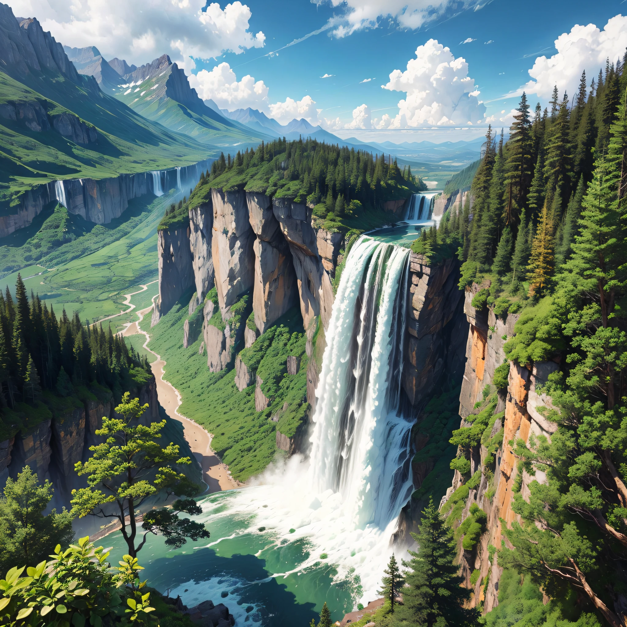 Waterfall from two majestic mountains --auto --s2