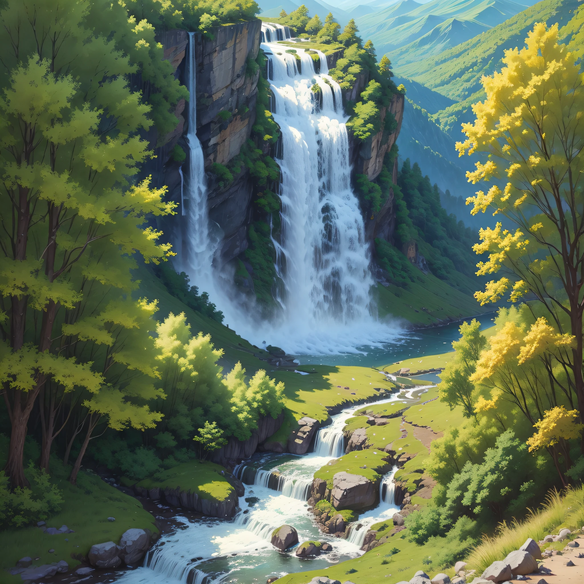 Waterfall from two majestic mountains --auto --s2