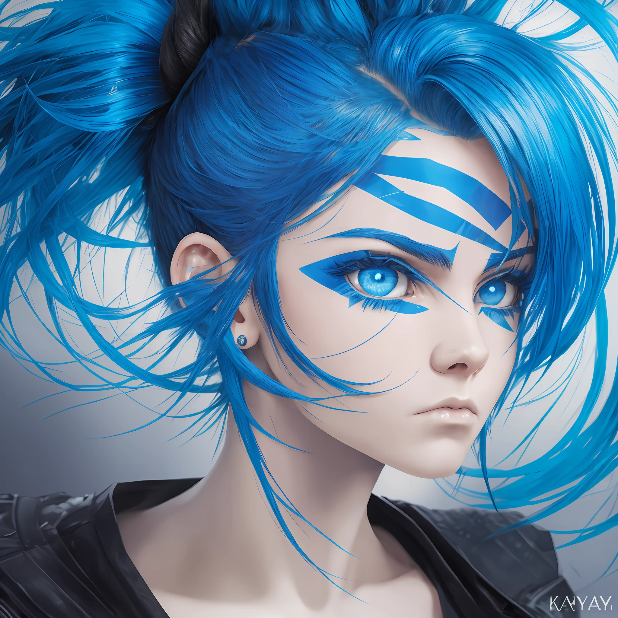 blue hair, quad tails, asymmetrical bangs, asymmetrical hair, hime cut, undercut, eye reflection, gradient_eyes, crazy eyes, crazy, angry, facial hair, expressions, high detail, Social realism, modern, reflection light, motion lines, image fill, multiple monochrome, anatomically correct, super detail, 4K --auto --s2