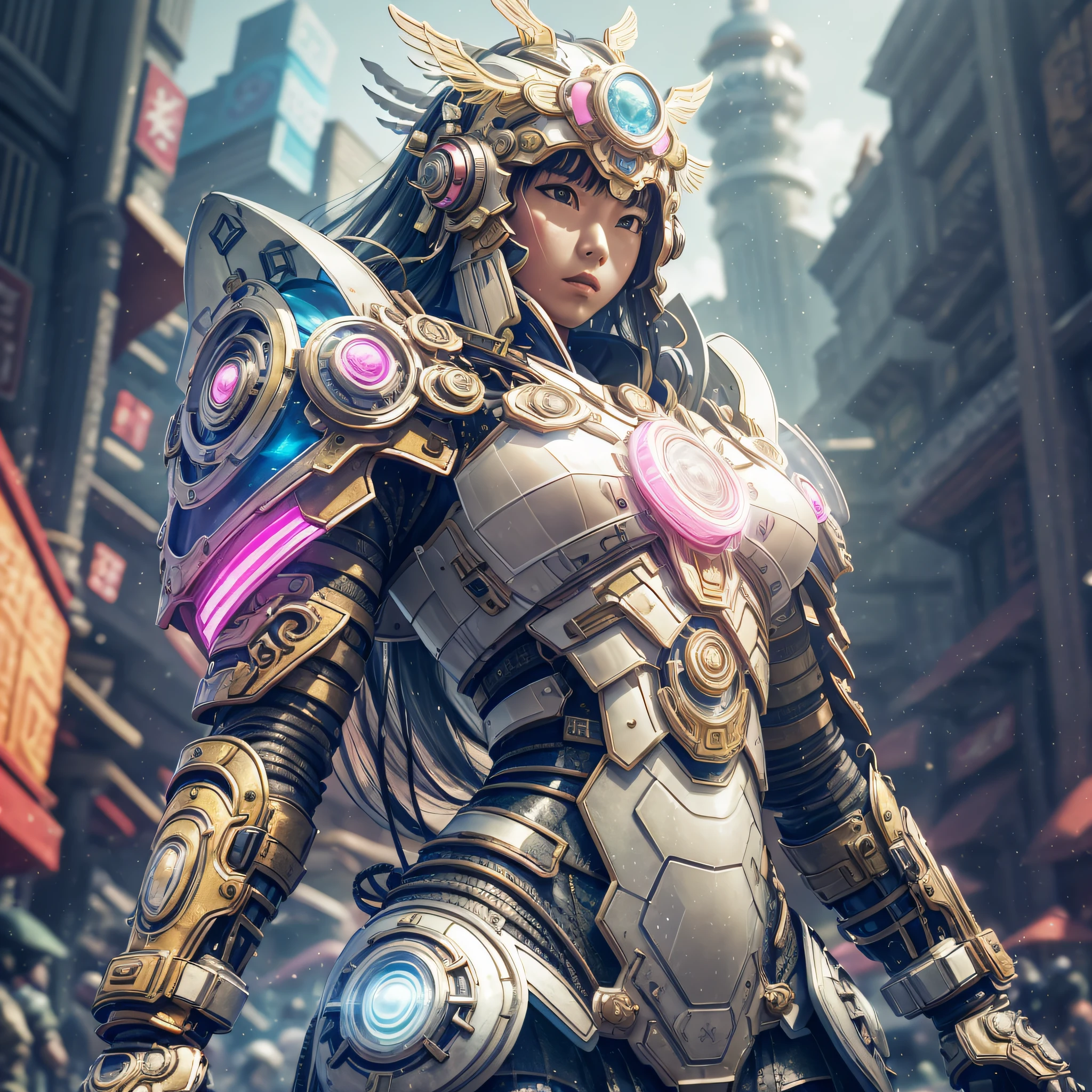 eon light,lens flare,future art,cyberpunk +
a chinese girl in in tiger-mech, Mmesh,rich
details,ip by pop mart,disney style,chest shot+
huge halo,white pink cyan light,flowing,su
rreal,unbelievably ,realistic,fantastical,3d
render,spaceship,crystal --ar 3:4 --q 2 --niji 5 --auto --s2