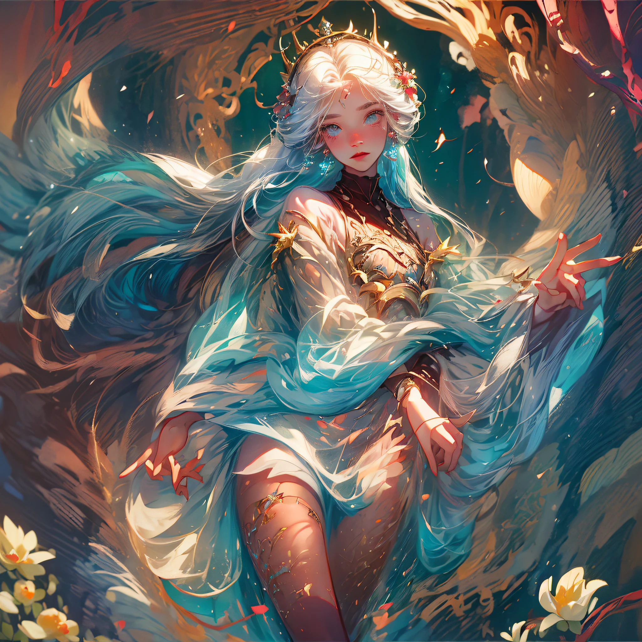 (best quality, masterpiece), 1girl, pose, particle, wind, flower, upper body, simple background, looking at the viewer, Elsa from Frozen, blonde, galaxy, perfect eyes, sexy lingerie, daring, pota leagues, hand drawn sketch illustration of a beautiful dnd ifreet djinn girl with hot pink hair and golden streaks, waist length hair, golden eyes, rosy cheeks, natural red lips, long eyelashes, deer antlers, flowers in her hair, elegant clothes, blue skin, illustration, watercolor ink sketch, full body, bow and arrow pose, in the woods, firepower in hand. --auto --s2