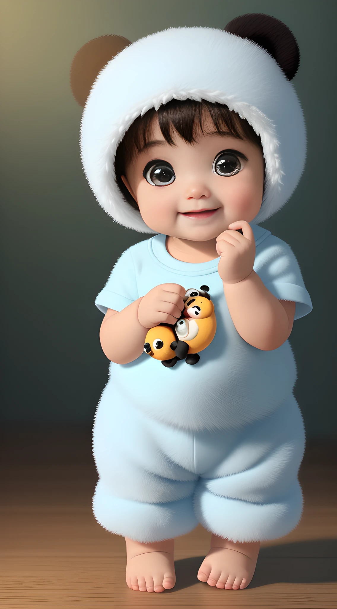 (masterpiece), (best quality), (ultra-detailed), (full body:1.2), Super cute, Baby, Pixar, Baby panda in pajamas, Big bright eyes, Fluffy, Smile, Delicate and fine, Fairy tales, Incredibly high detailed, Pixar style, Bright color palette, Natural light, Simple background with pure color, Octane render, Trending on Artstation, Gorgeous, Ultra wide angle, 8k, HD, Realistic