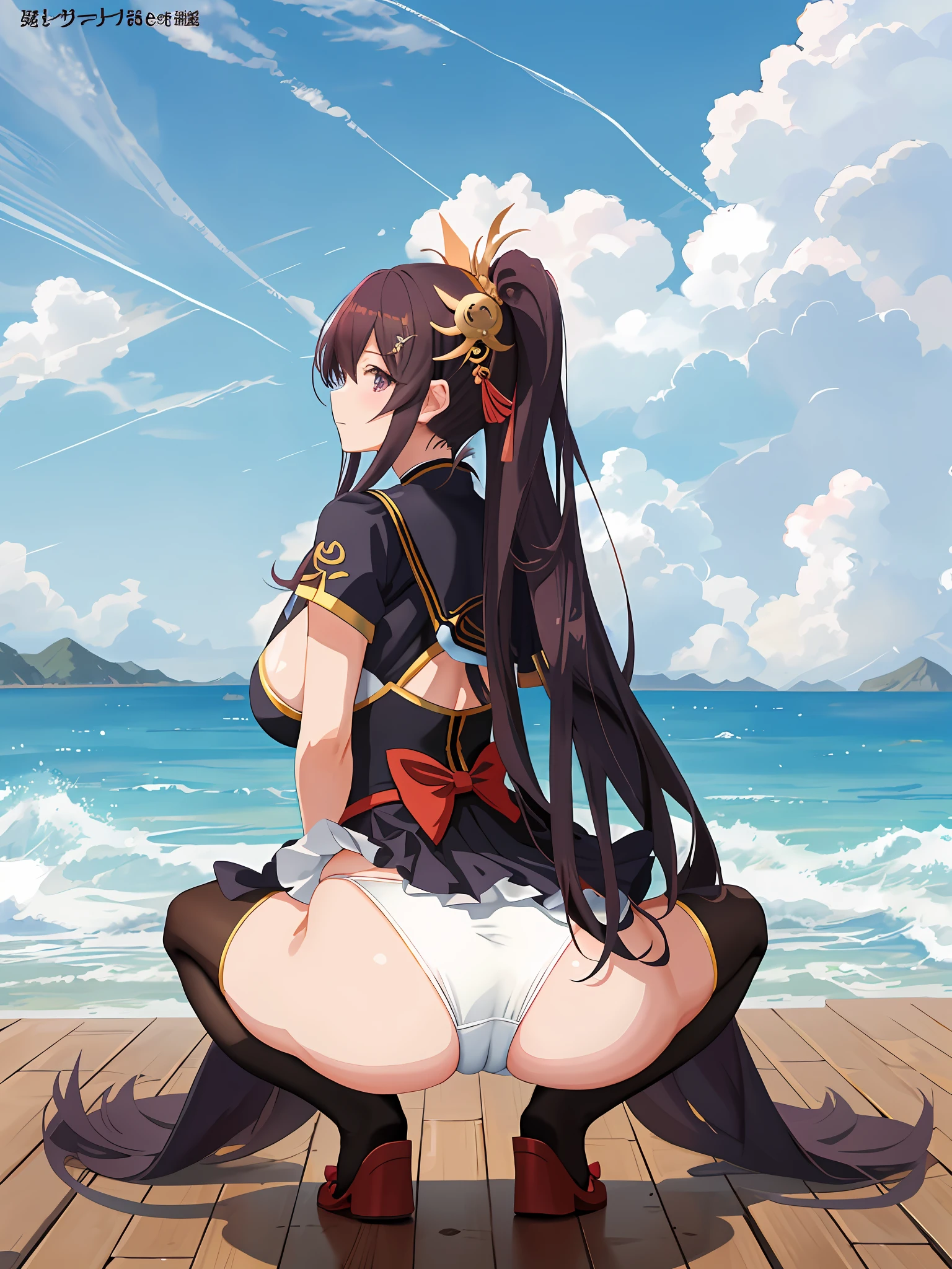 Anime girl with very big breasts and very big ass, full body Xianxia, small curvaceous , (pov), (from the front), (behind head), {spread legs}, bow-leggedness, (squatting),Crab crotch, pixiv3dcg,, negative, pixiv, ecchi, opping lotion, Full Body Commission Four, On the Sea, Top Rated on pixiv, Ecchi Anime Style, Seductive Anime Girl, pixiv