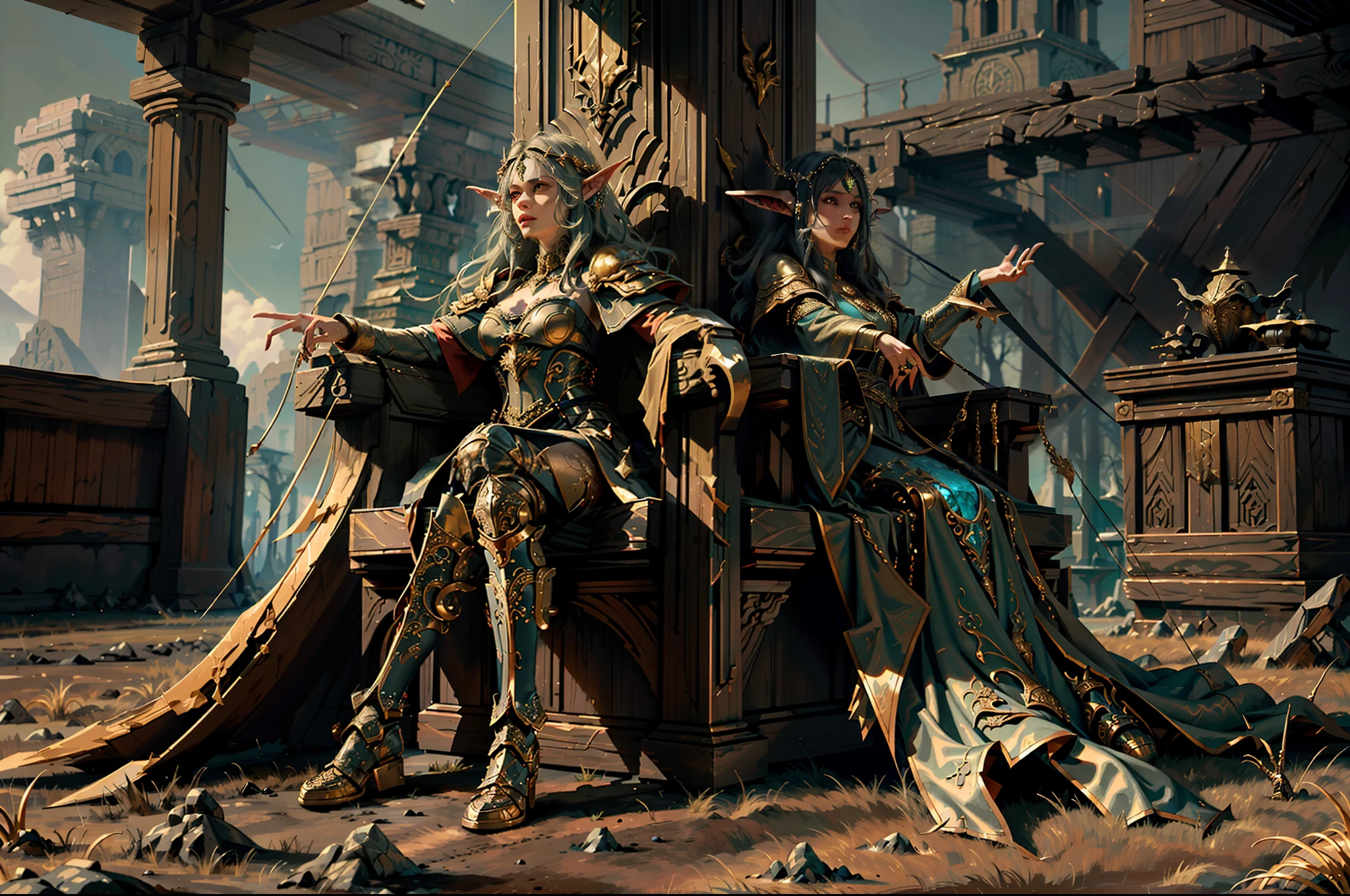 ((Best quality)), ((masterpiece)), (highly detailed:1.3)3D,tanjoreai , Amidst a realm of enchantment and mythical wonders, tales of (heroes:1.1) and (heroines:1.2) unfold. In this realm, ancient prophecies foretell the rise of a chosen champion destined to confront a malevolent force threatening to plunge the world into eternal darkness. The path to victory lies scattered across exotic and otherworldly landscapes, from mist-shrouded forests to towering crystalline peaks and (ethereal floating islands:1.1).Harnessing the arcane arts, (mighty wizards:1.1) conjure spells that weave intricate patterns of magic, while (elven archers:1.1) unleash arrows infused with ancient power. (Dwarven smiths craft legendary weapons:1.1) imbued with the essence of mythical creatures, capable of vanquishing even the most formidable foes.The heroes embark on a perilous quest, guided by ancient scrolls and cryptic riddles. Along their journey, they encounter wise mystics, shape-shifting creatures, and (mysterious sorceresses:1.1) who possess forbidden knowledge.As the heroes traverse the realms, ancient ruins and forgotten temples reveal long-lost secrets and powerful artifacts. The clash of steel and the crackling of (magical energies:1.1) echo through ancient battlegrounds, as the destiny of the world hangs in the balance. The heroes must summon unwavering courage, unwavering unity, and unlock their true potential to overcome seemingly insurmountable odds and fulfill their heroic destinies.In this realm of high fantasy, where the realms of magic and technology intertwine, where legends are born and (epic:1.2) sagas unfold, where heroes rise and villains fall, embark on a grand adventure that will captivate the imagination and transport you to a world where anything is possible,HDR (High Dynamic Range),Ray Tracing,NVIDIA RTX,Super-Resolution,Unreal 5,Subsurface scattering,PBR Texturing,Post-processing,Anisotropic Filtering,Depth-of-field,Maximum clarity and sharpness,Multi-layered textu