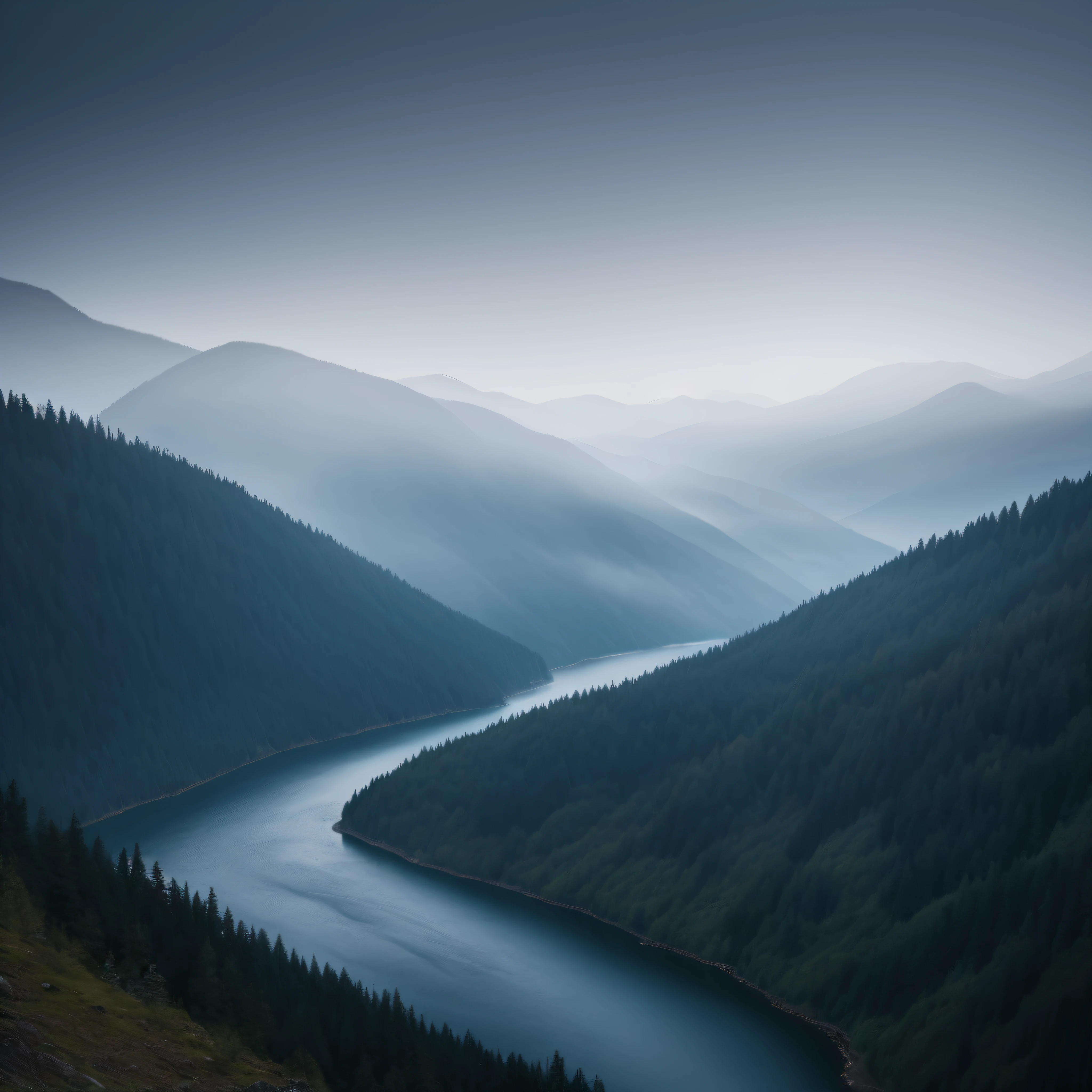 landscape, dark, mist, 8k, mountain, river --auto --s2