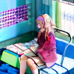 anime girl in hospital sitting on bed