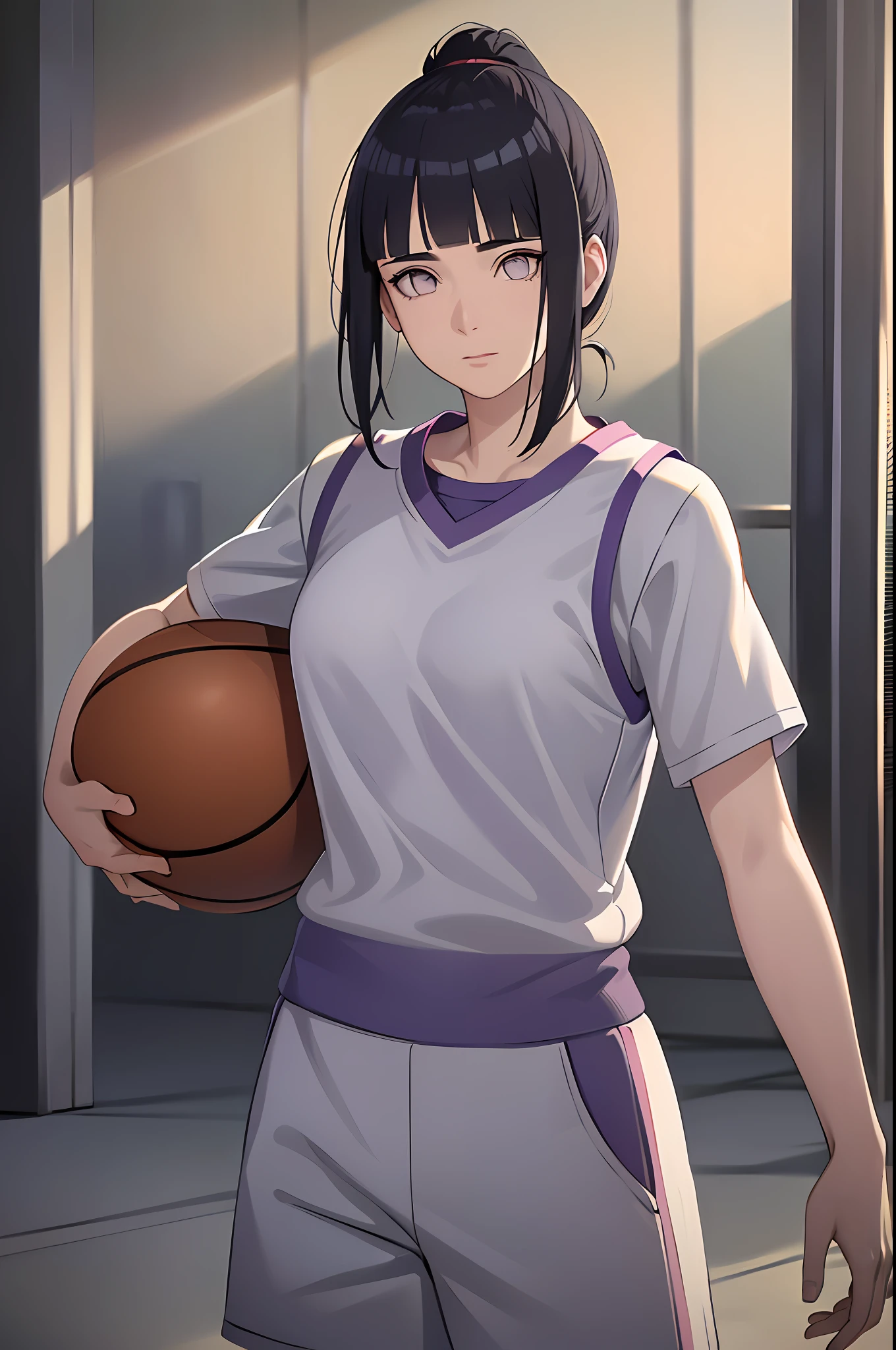 (8k, best quality, masterpiece:1.2), (realistic, photo-realistic:1.37), ultra-detailed,best quality, ultra high res, professional lighting, photon mapping, radiosity, physically-based rendering, cinematic lighting, ((basketball court)),depth of field, sharp focus,sunbeam, good composition,(bokeh:1.2) 1girl,solo,(full body), (closed mouth),beautiful detailed eyes, pose, narrow waist,(((basketball uniform))),messy hair,long hair floating in wind,(ulzzang-6500:1.2)
mix4, hiqcgbody, ((blunt bangs)), dark blue hair, purple eyes, ((ponytail)), medium breast, ((girl))