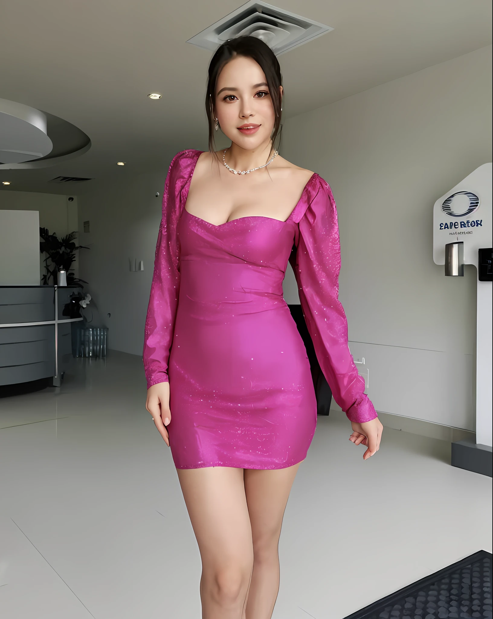 araffe woman in a pink dress posing for a picture, wearing a pink dress, sexy dress, dressed in a pink dress, pink dress, short dress, tight dress, gorgeous lady, wearing a sparkling dress, in a dress, wearing an elegant dress, short minidress, full covered dress, opened dress, woman in dress, cute woman