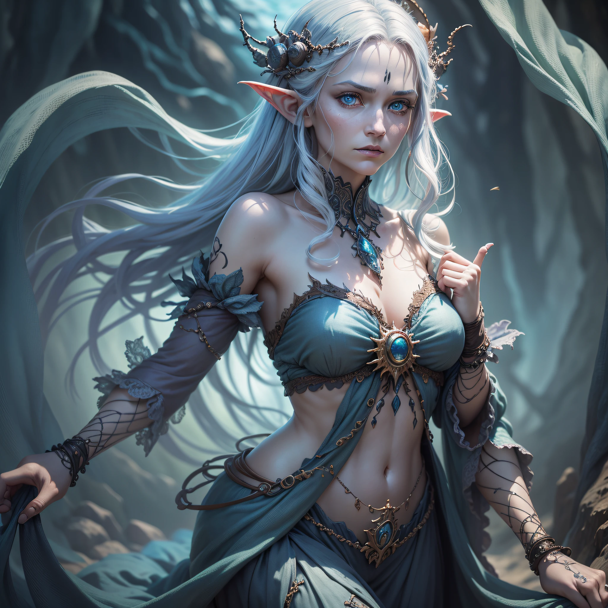Dungeons and Dragons, show the full-body, a Faerie Sea Hag, ((realistic:1.5)),((best quality)), ((masterpiece)),((detailed)), (detailed face, beautiful eyes, detailed pupils, detailed clothes and features, clear background:1.3), chiaroscuro, hyperrealism, luminism, hd, very detailed, 4k, 8k, shot on a Nikon Z7 II and Nikon NIKKOR Z 105mm f/2.8 VR S --auto --s2