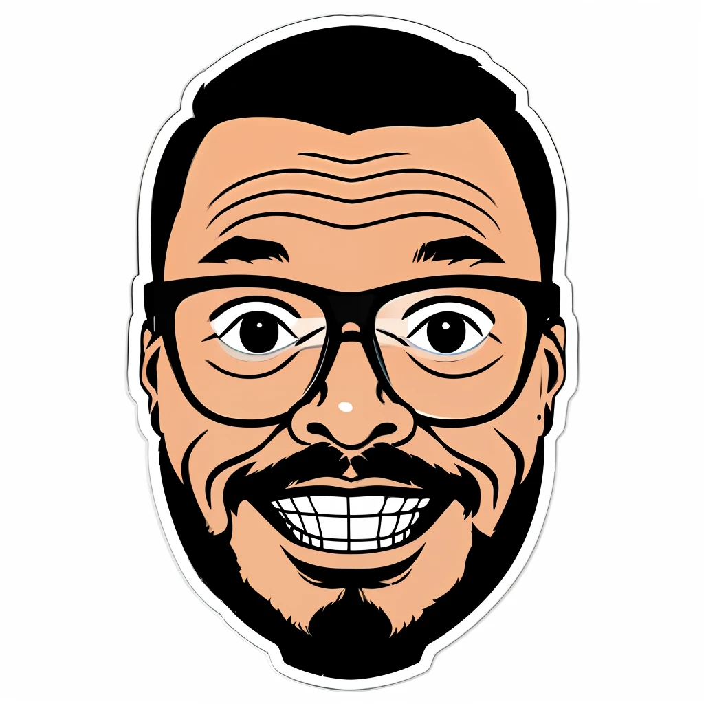 guttonerdvision4, portrait of a man wearing glasses, vector, sticker style