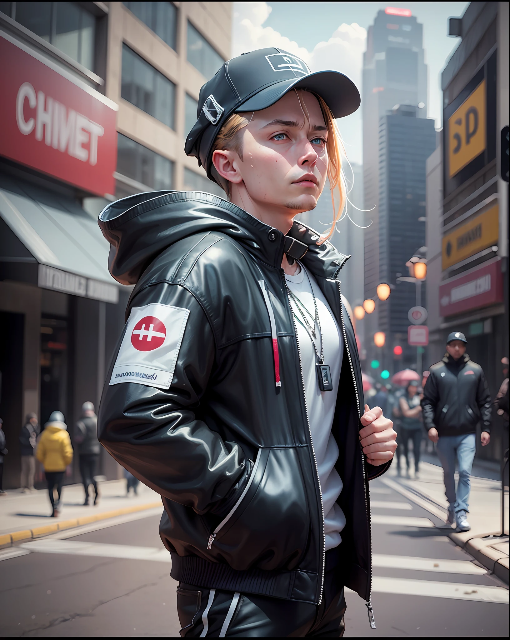 Elon Musk wearing Balenciaga puffy jacket in drill rap music video, throwing up gang signs with hands, taken using a Canon EOS R camera with a 50mm f/1.8 lens, f/2.2 aperture, shutter speed 1/200s, ISO 100 and natural light, Full Body, Hyper Realistic Photography, Cinematic, Cinema, Hyperdetail, UHD, Color Correction, hdr, color grading, hyper realistic CG animation 2 --auto --s2