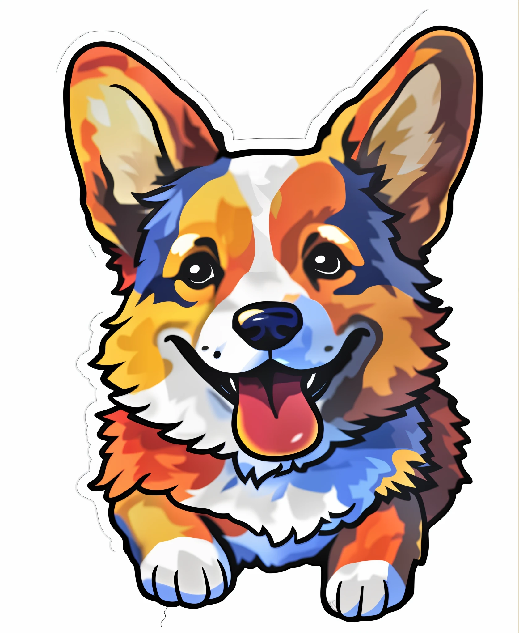 a cartoon dog with a colorful face and tongue, cute basset, telegram sticker, basset, lowres, telegram sticker design, basset with, corgi cosmonaut, cute colorful adorable, discord profile picture, 1 0 0 0 x 1 0 0 0 pixel art, doge, highres, cute dog, avatar image, avatar for website
