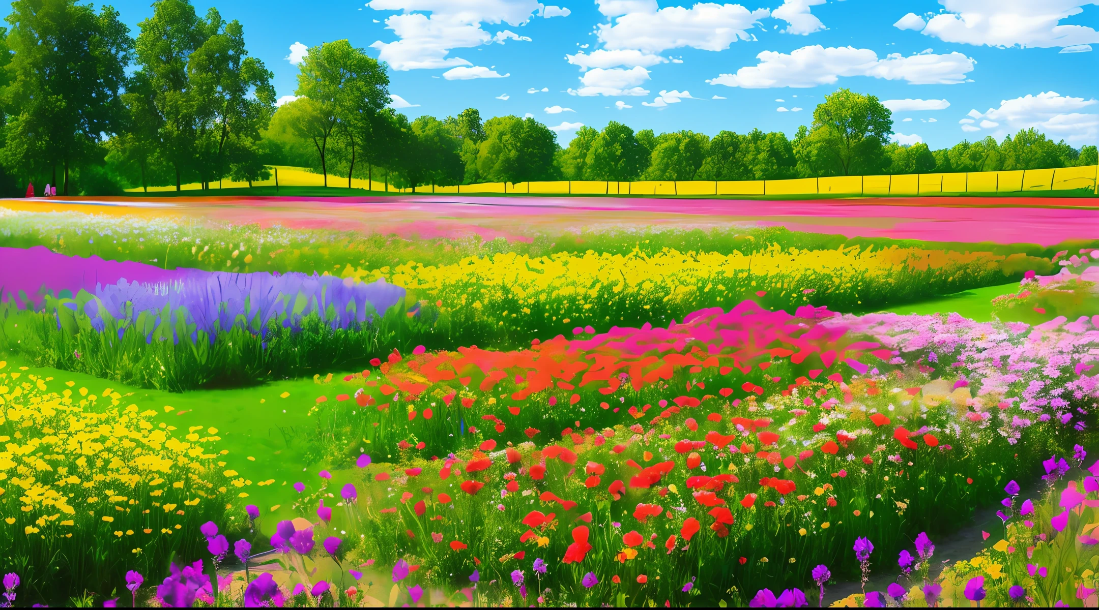 A beautiful field with many flowers highly HD image