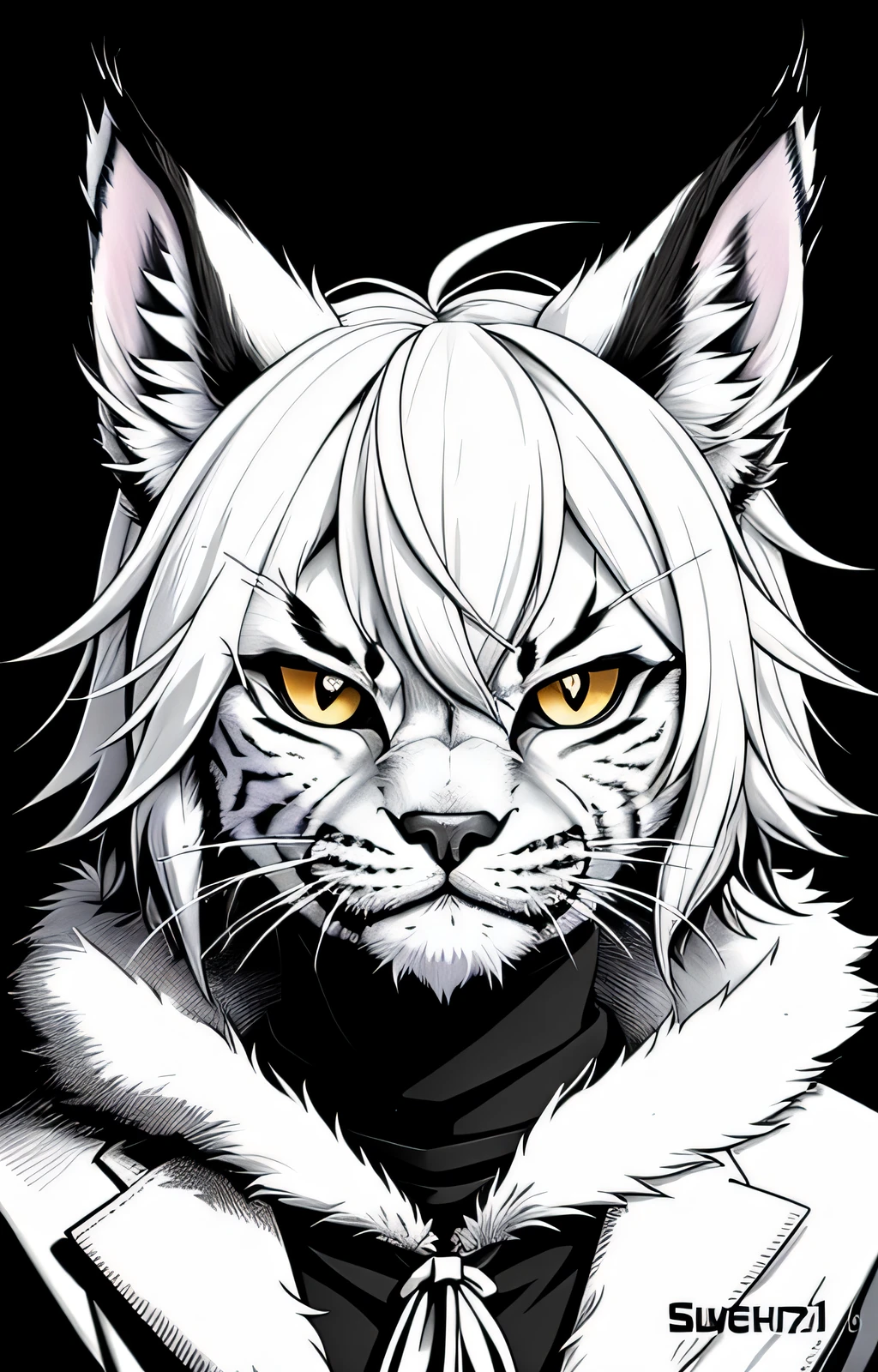 the (the angry lynx head1.1) portrait, symmetrical
art by Shuichi Shigeno