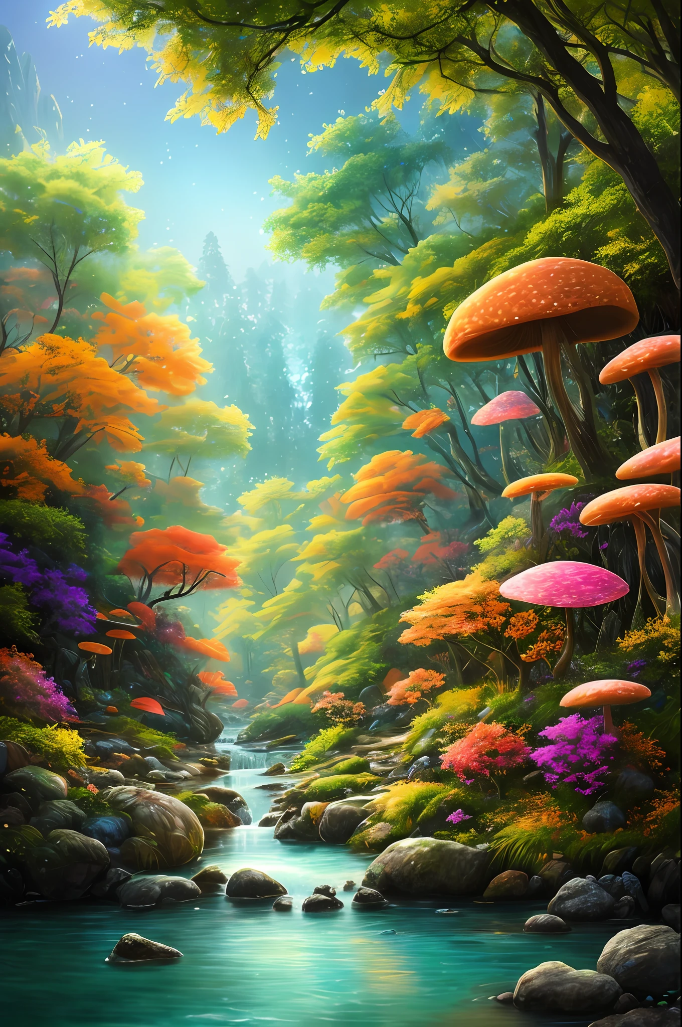 masterpiece, best quality, high quality,extremely detailed CG unity 8k wallpaper, An enchanting and dreamy scene of a fantasy forest, with towering trees, glowing mushrooms, and hidden fairy glens, creating a sense of mystique and enchantment, artstation, digital illustration, intricate, trending, pastel colors, oil paiting, award winning photography, Bokeh, Depth of Field, HDR, bloom, Chromatic Aberration ,Photorealistic,extremely detailed, trending on artstation, trending on CGsociety, Intricate, High Detail, dramatic, art by midjourney