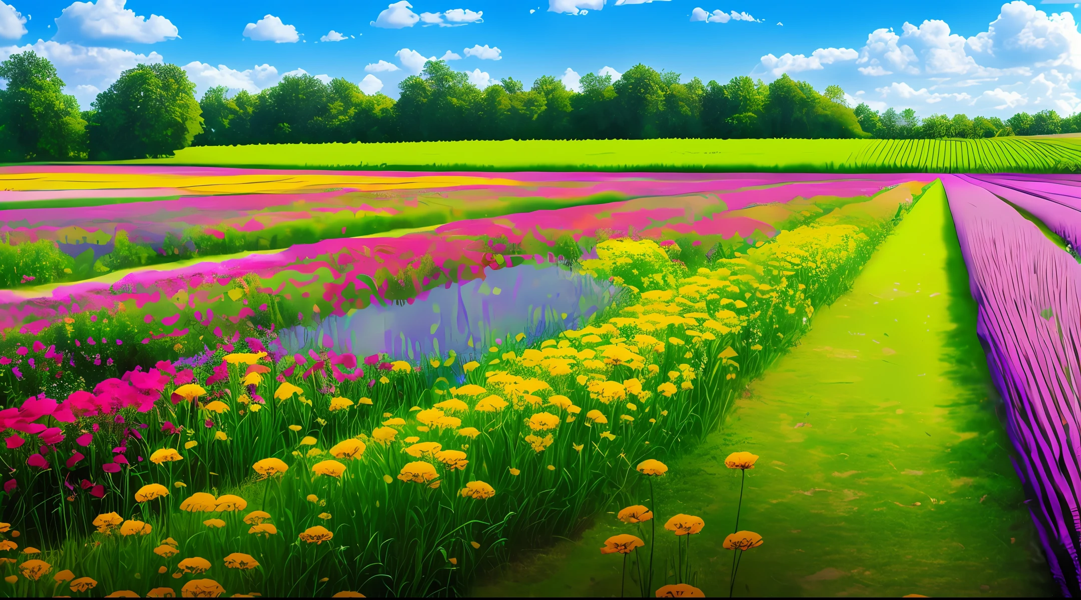 A beautiful field with many flowers highly HD image