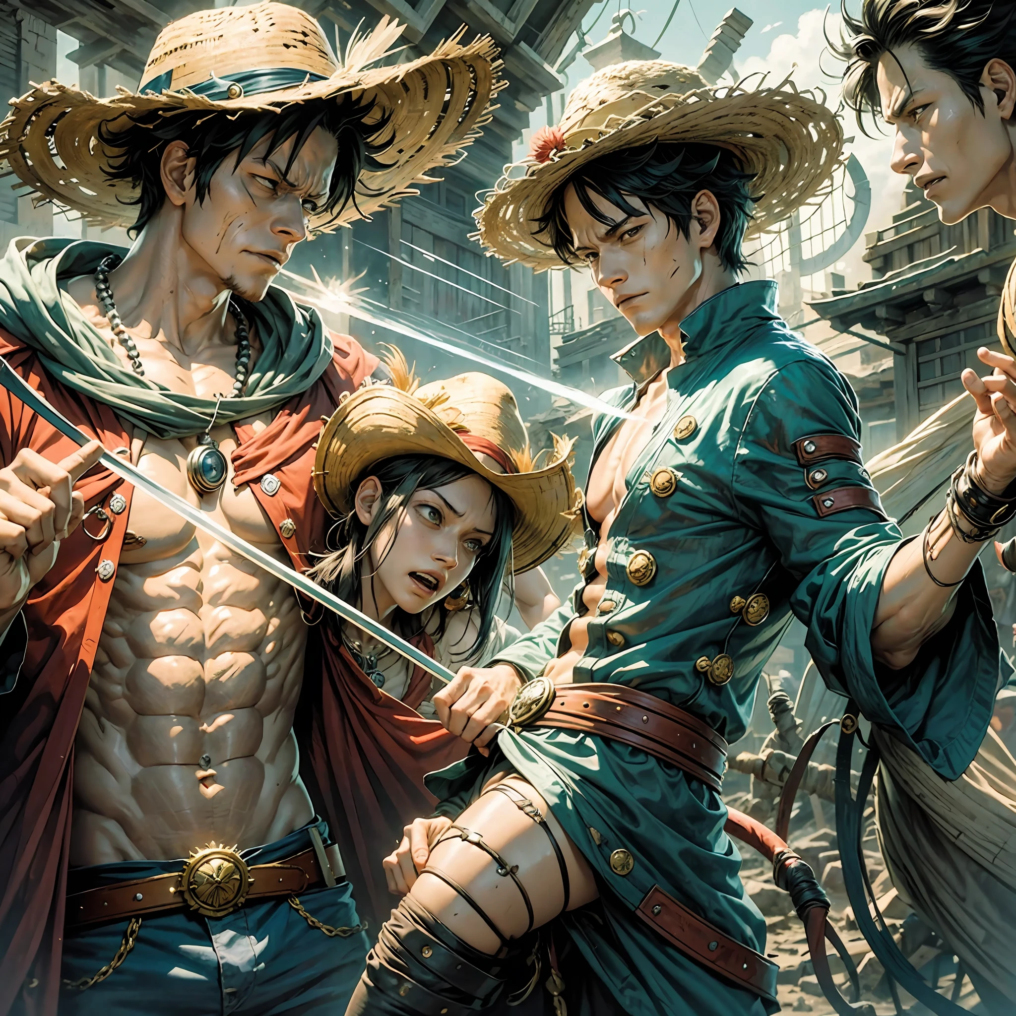Title: Luffy's Cognitive Trial: The Untold Battle for the Heart of One Piece
In the arcane corners of the Golden Terra Islands, an enigmatic entity known as the Mnemonic Sage has resided for centuries. They possess the power to manipulate cognitive realities and confer ethereal treasures to those deemed worthy. Having heard of its prowess, Luffy, the Straw Hat Pirates captain, decides to undergo the Sage's trial to attain a valuable edge on his journey to become the Pirate King and uncover the secret of the coveted One Piece treasure.
Upon arriving at the Mnemonic Temple, Luffy discovers that it is a labyrinth, composed of interlocking cognitive realms manifesting his deepest fears and vulnerabilities. To obtain the mystical artifact, Luffy must navigate through these haunting manifestations and confront the muddled specters of his past, including past foes and loved ones. His most difficult challenge arises when faced with a cognitively constructed amalgamation of all the arduous challenges he has faced – a formidable opponent born from the darkest corners of his own psyche.
It is through this harrowing ordeal that Luffy not only acquires invaluable insights into the true nature of the One Piece treasure, but he also witnesses the powerful impact of human resilience and empathy. Fear, regret, and sorrow become his allies as he embraces the light of self-discovery, unlocking his dormant abilities and transcending the barriers of reality that he concurrently learns are essential aspects of the human experience. Will Luffy gain the power he needs, or will the ordeal shatter him, leaving his dreams in ruins? --auto --s2