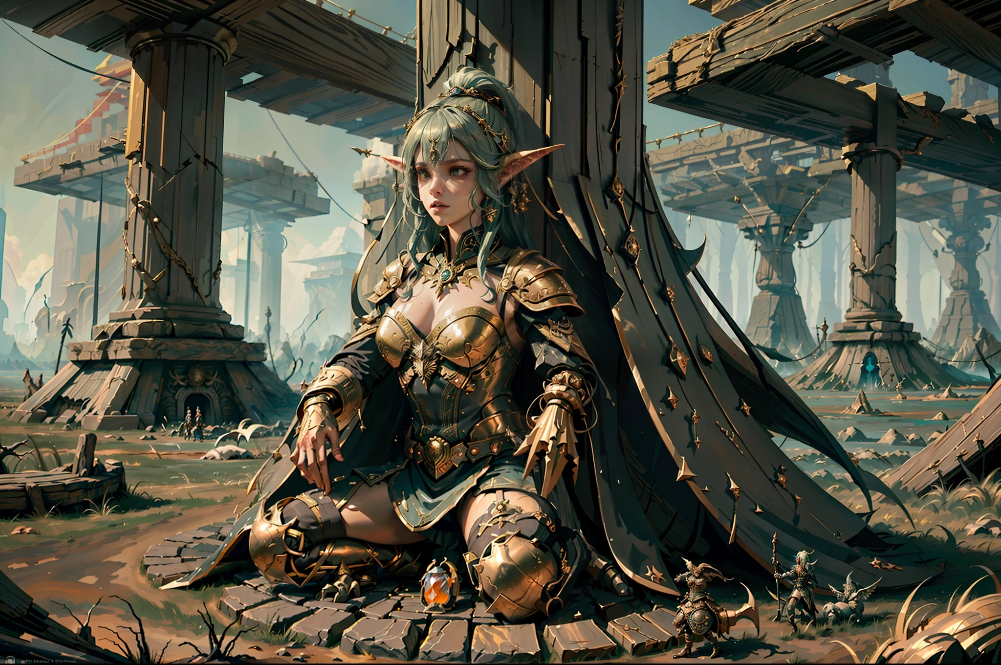 ((Best quality)), ((masterpiece)), (highly detailed:1.3)3D,tanjoreai , Amidst a realm of enchantment and mythical wonders, tales of (heroes:1.1) and (heroines:1.2) unfold. In this realm, ancient prophecies foretell the rise of a chosen champion destined to confront a malevolent force threatening to plunge the world into eternal darkness. The path to victory lies scattered across exotic and otherworldly landscapes, from mist-shrouded forests to towering crystalline peaks and (ethereal floating islands:1.1).Harnessing the arcane arts, (mighty wizards:1.1) conjure spells that weave intricate patterns of magic, while (elven archers:1.1) unleash arrows infused with ancient power. (Dwarven smiths craft legendary weapons:1.1) imbued with the essence of mythical creatures, capable of vanquishing even the most formidable foes.The heroes embark on a perilous quest, guided by ancient scrolls and cryptic riddles. Along their journey, they encounter wise mystics, shape-shifting creatures, and (mysterious sorceresses:1.1) who possess forbidden knowledge.As the heroes traverse the realms, ancient ruins and forgotten temples reveal long-lost secrets and powerful artifacts. The clash of steel and the crackling of (magical energies:1.1) echo through ancient battlegrounds, as the destiny of the world hangs in the balance. The heroes must summon unwavering courage, unwavering unity, and unlock their true potential to overcome seemingly insurmountable odds and fulfill their heroic destinies.In this realm of high fantasy, where the realms of magic and technology intertwine, where legends are born and (epic:1.2) sagas unfold, where heroes rise and villains fall, embark on a grand adventure that will captivate the imagination and transport you to a world where anything is possible,HDR (High Dynamic Range),Ray Tracing,NVIDIA RTX,Super-Resolution,Unreal 5,Subsurface scattering,PBR Texturing,Post-processing,Anisotropic Filtering,Depth-of-field,Maximum clarity and sharpness,Multi-layered textu