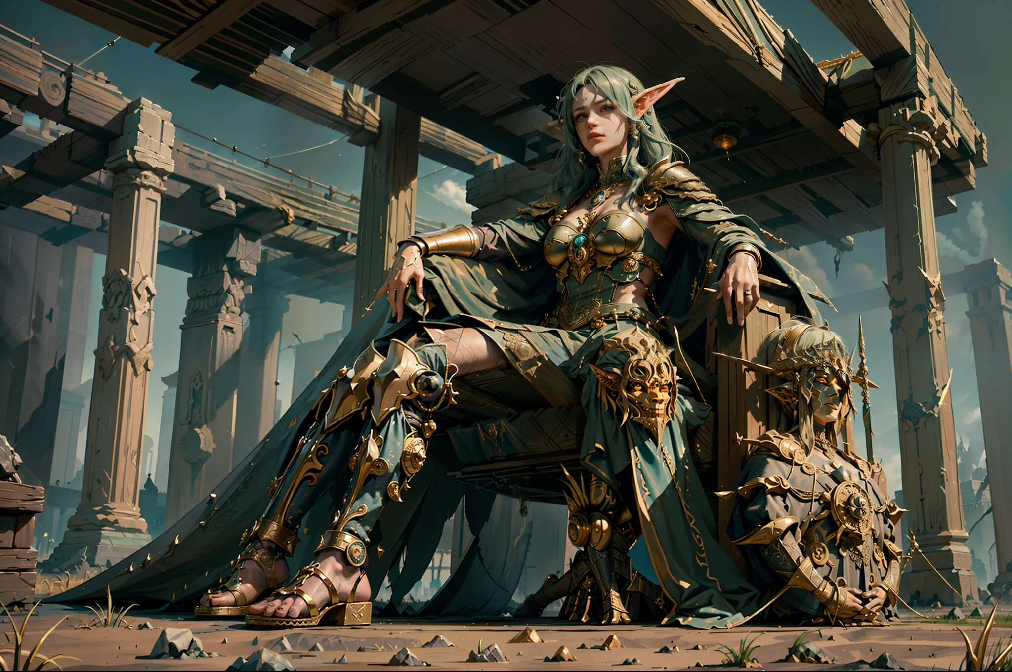 ((Best quality)), ((masterpiece)), (highly detailed:1.3)3D,tanjoreai , Amidst a realm of enchantment and mythical wonders, tales of (heroes:1.1) and (heroines:1.2) unfold. In this realm, ancient prophecies foretell the rise of a chosen champion destined to confront a malevolent force threatening to plunge the world into eternal darkness. The path to victory lies scattered across exotic and otherworldly landscapes, from mist-shrouded forests to towering crystalline peaks and (ethereal floating islands:1.1).Harnessing the arcane arts, (mighty wizards:1.1) conjure spells that weave intricate patterns of magic, while (elven archers:1.1) unleash arrows infused with ancient power. (Dwarven smiths craft legendary weapons:1.1) imbued with the essence of mythical creatures, capable of vanquishing even the most formidable foes.The heroes embark on a perilous quest, guided by ancient scrolls and cryptic riddles. Along their journey, they encounter wise mystics, shape-shifting creatures, and (mysterious sorceresses:1.1) who possess forbidden knowledge.As the heroes traverse the realms, ancient ruins and forgotten temples reveal long-lost secrets and powerful artifacts. The clash of steel and the crackling of (magical energies:1.1) echo through ancient battlegrounds, as the destiny of the world hangs in the balance. The heroes must summon unwavering courage, unwavering unity, and unlock their true potential to overcome seemingly insurmountable odds and fulfill their heroic destinies.In this realm of high fantasy, where the realms of magic and technology intertwine, where legends are born and (epic:1.2) sagas unfold, where heroes rise and villains fall, embark on a grand adventure that will captivate the imagination and transport you to a world where anything is possible,HDR (High Dynamic Range),Ray Tracing,NVIDIA RTX,Super-Resolution,Unreal 5,Subsurface scattering,PBR Texturing,Post-processing,Anisotropic Filtering,Depth-of-field,Maximum clarity and sharpness,Multi-layered textu