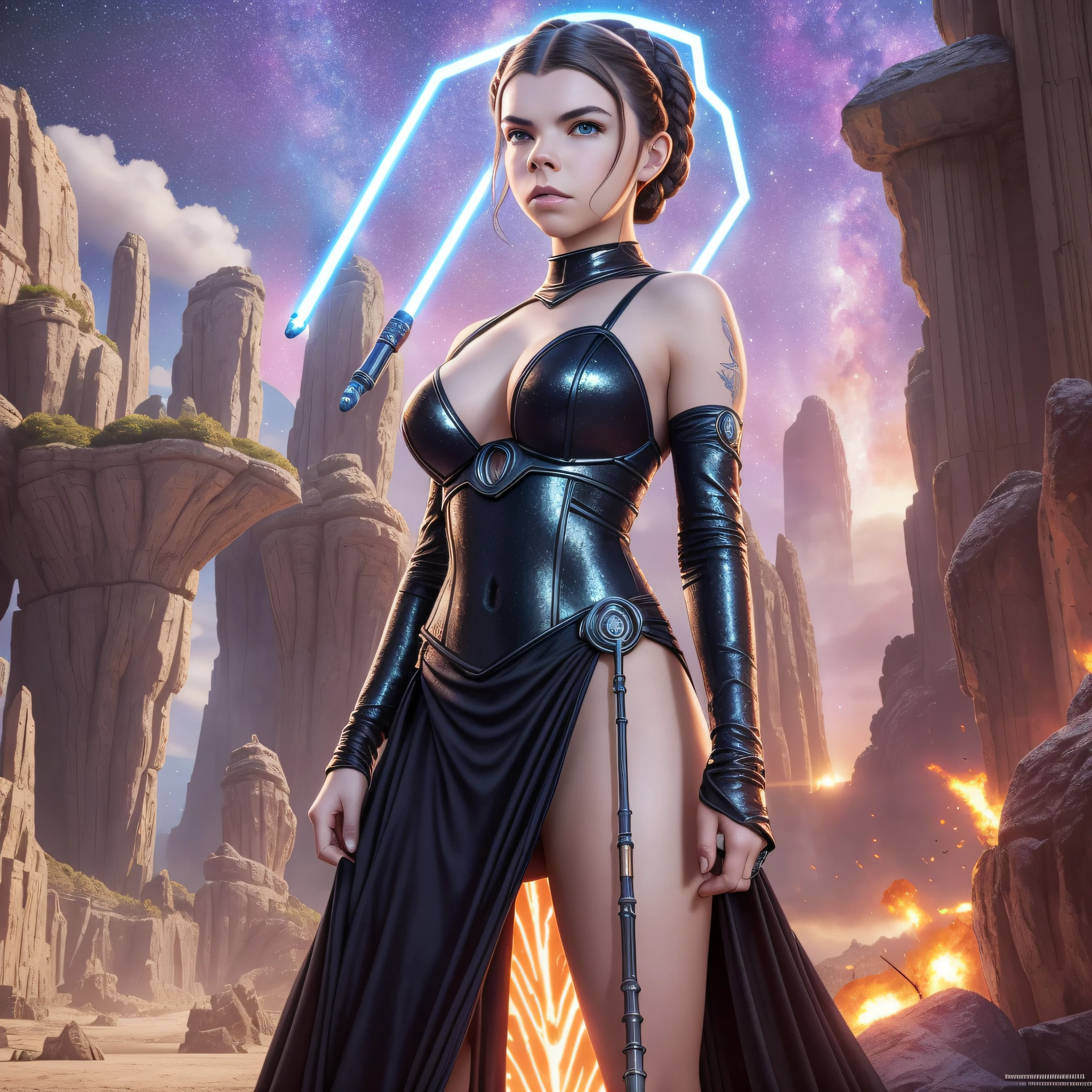 Alderaan Extravagant Lava-Laser-retina Anya Taylor Amber Cosplay "Princess Leia" 16k soft delicate face open mouth teeth mouse short hairstyle symmetrical muscular body suave seductive dramatic Bridaldress gothic shoulders covered flat copper ruby silk satin felt high fashion strange "Heavy Metal" spinel revealing underwear thick leather pubic hair short shaved thighs boots opal solid high heels Indigo DoF Crystaline Tourmaline throne 16k "star wars"  DoF masterpieces "luis Royo" Guweiz and James Jean by CGSCOSITY tattoo, etc. SunLight Ultra luminescence "Ultra Octane Realism UHD XT3 16K DSLR HDR"