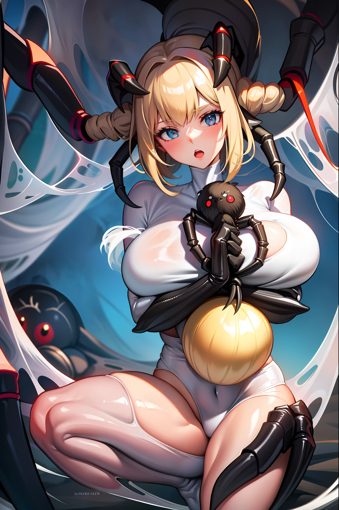 1girl, blonde hair, spider, spider web, silk,
masterpiece, best quality, highly detailed