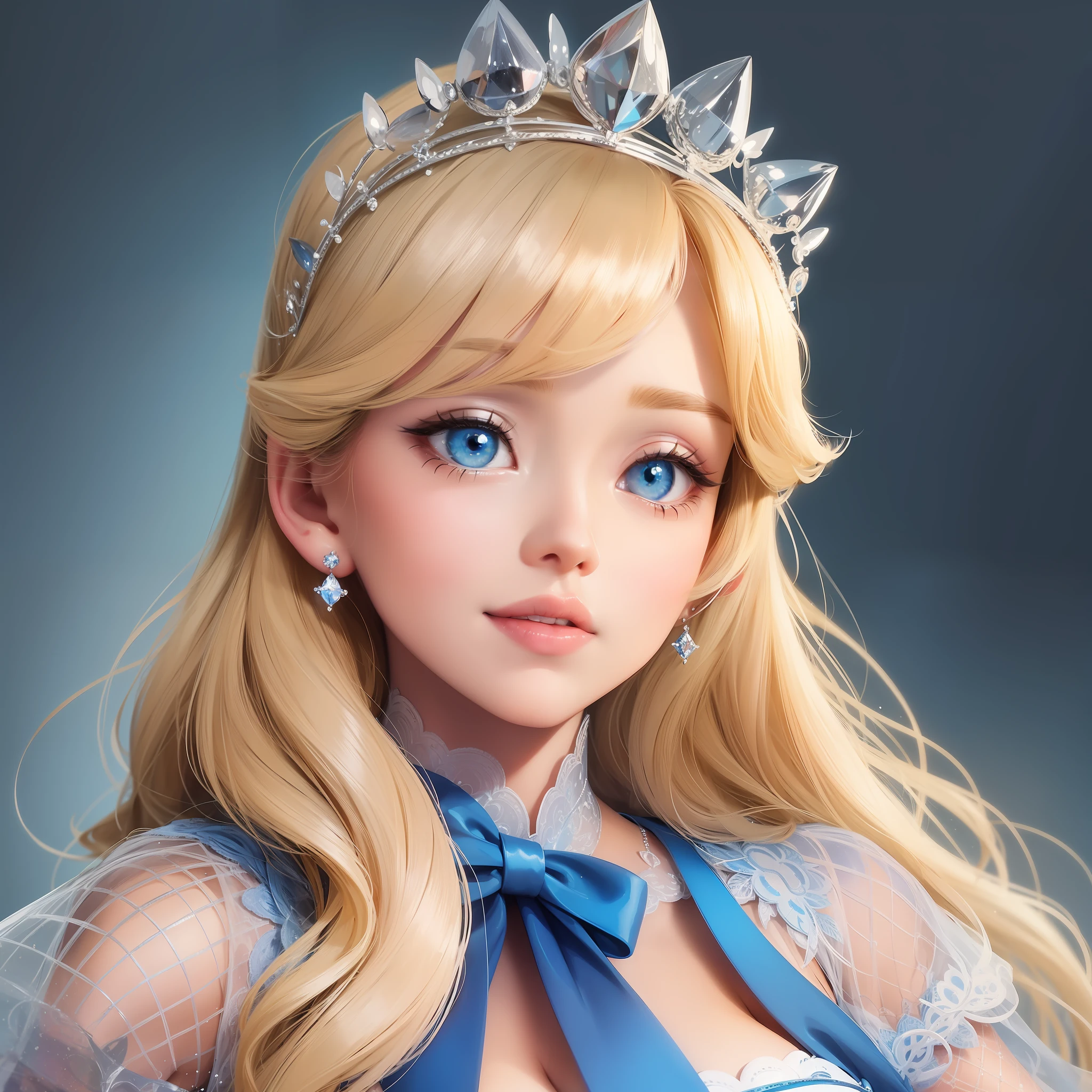 Create a gorgeous blue-eyed blonde Disney cartoon character Cinderella wearing princess crown --auto --s2