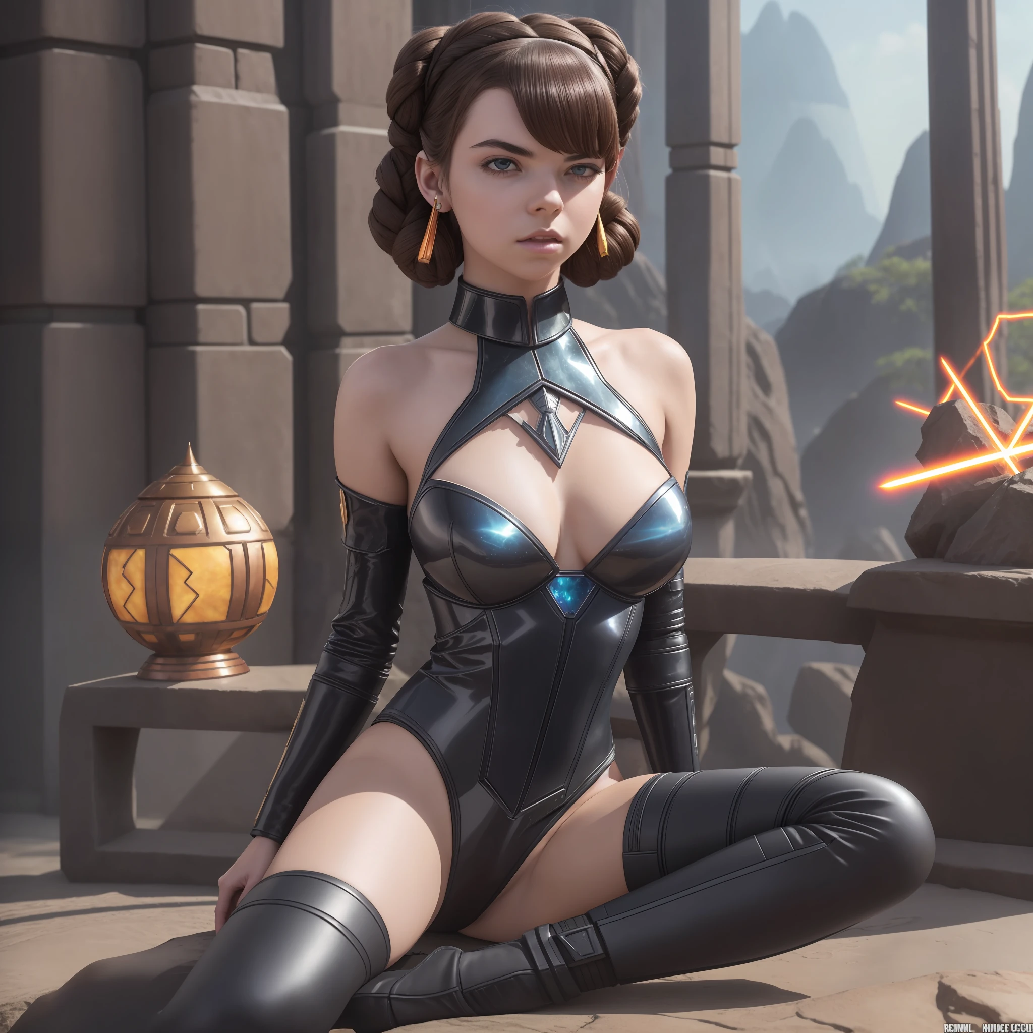 Alderaan Extravagant Lava-Laser-retina Anya Taylor Amber Cosplay "Princess Leia" 16k soft delicate face open mouth teeth mouse short hairstyle symmetrical muscular body suave seductive dramatic Bridaldress gothic shoulders covered flat copper ruby silk satin felt high fashion strange "Heavy Metal" spinel revealing underwear thick leather pubic hair short shaved thighs boots opal solid high heels Indigo DoF Crystaline Tourmaline throne 16k "star wars" DoF masterpieces "luis Royo" Guweiz and James Jean by CGSCOSITY tattoo, etc. SunLight Ultra luminescence "Ultra Octane Realism UHD XT3 16K DSLR HDR"