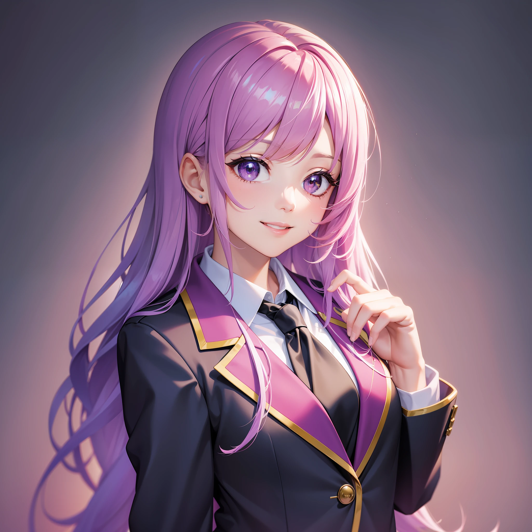 Colorful Hair Girl Long Hair School Uniform Blazer Best Quality Masterpiece Cute Smile Ultra High Resolution 8k