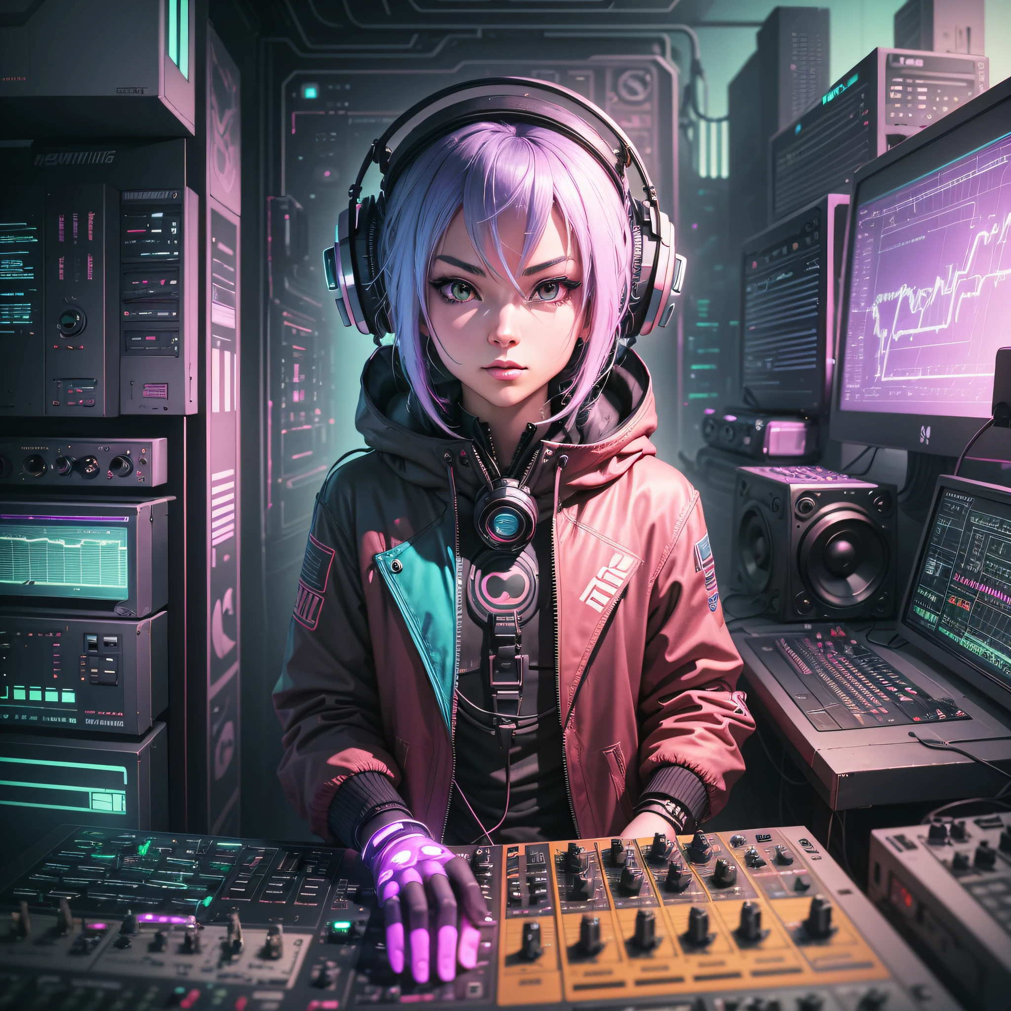 A visionary music producer who combines futuristic elements and lo-fi beats to create a unique sonic experience. Inspired by the cybernetic aesthetic and nostalgic atmosphere of sounds, LofiSynth transports you to an innovative sonic universe. --auto --s2