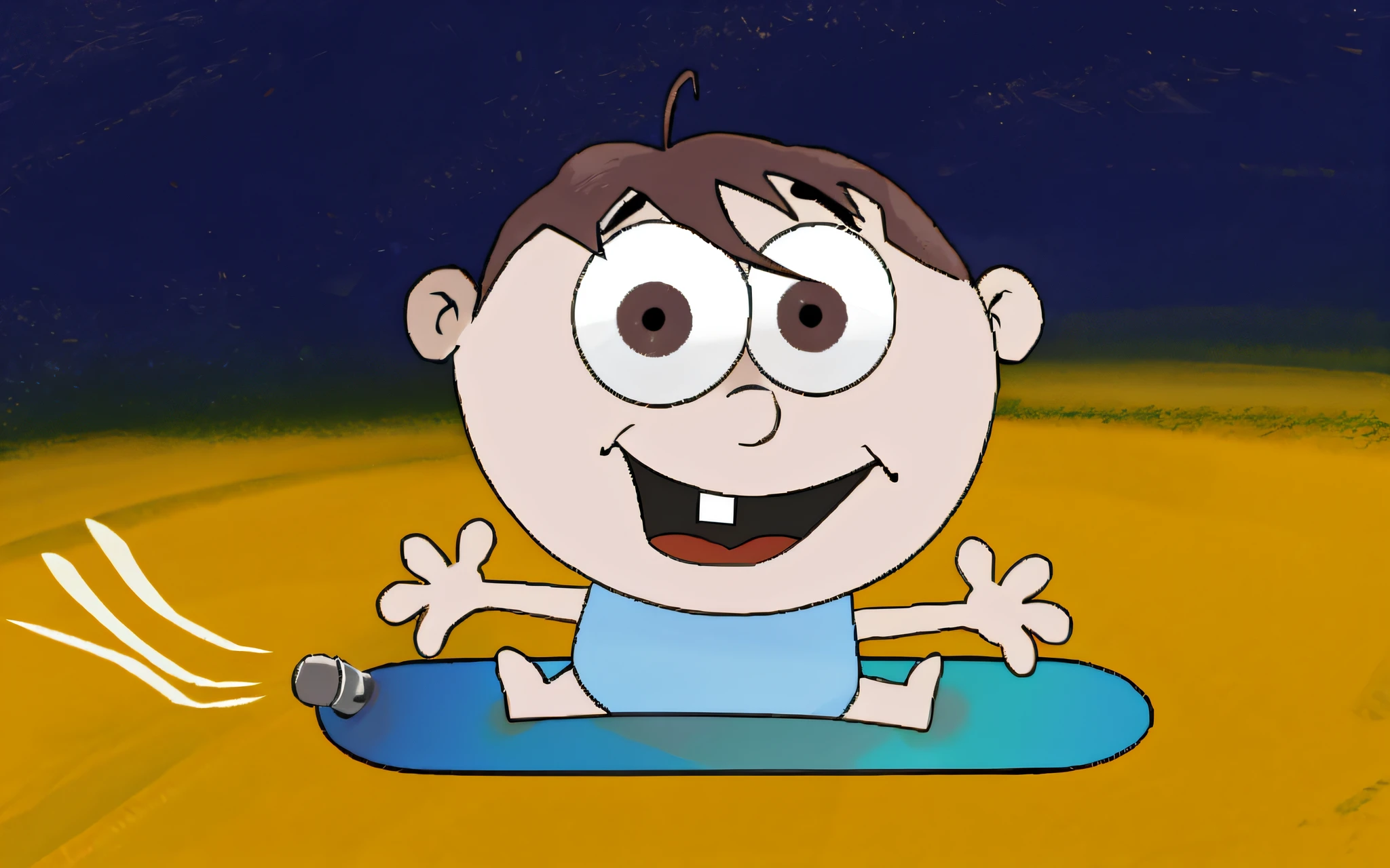 cartoon boy on a skateboard with a big smile on his face, animated still, ???, toon rendering, in cartoon style, cartoon still, chibi, toon, animation character, children's cartoon, cartoon character, timothy rees, animation still, animation film still, cel shaded:15, animated film still, cartoon art, cel shaded!!!, cartoon digital painting, cartoon illustration --auto --s2