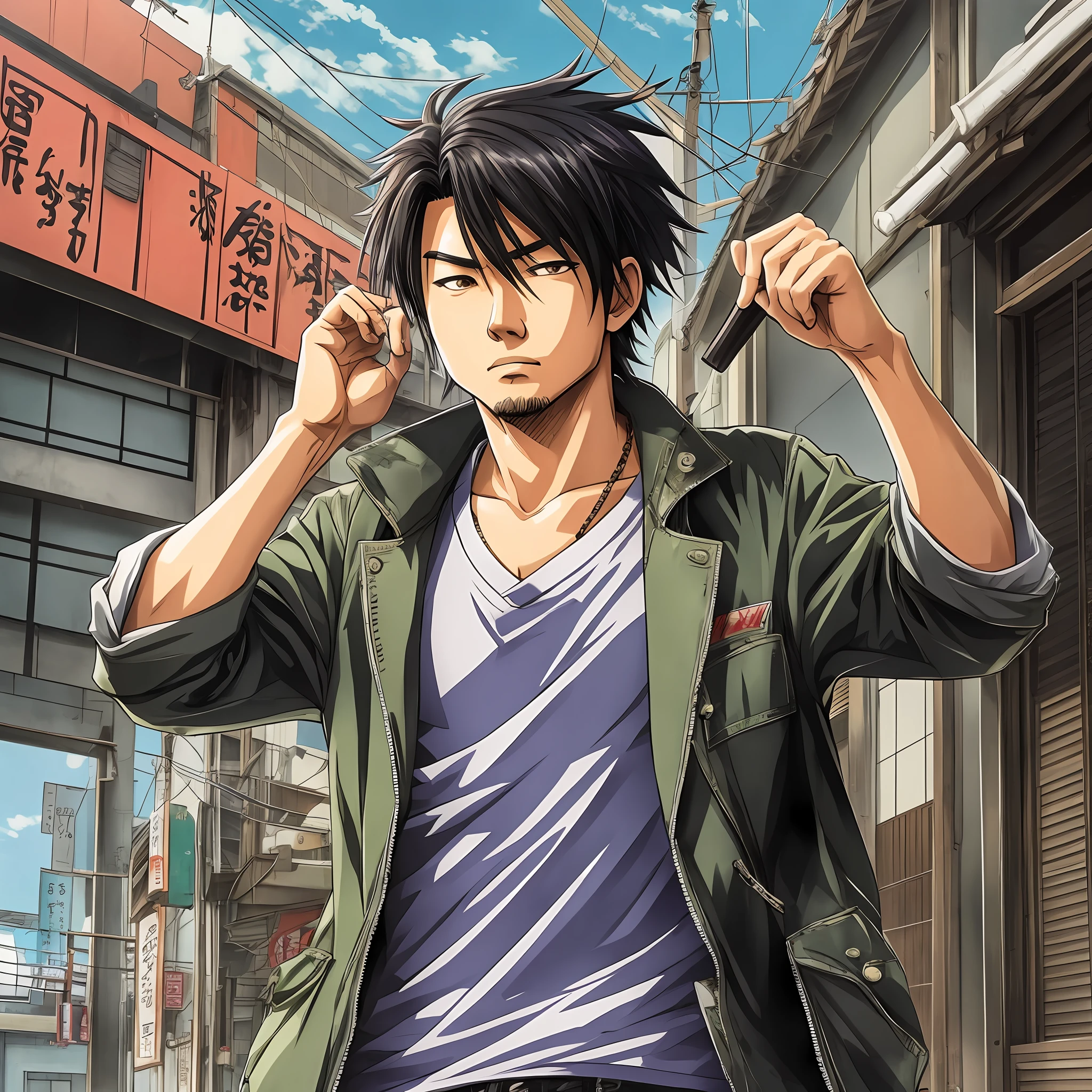 Ryota Miyagi as an anime-style Japanese delinquent --auto --s2
