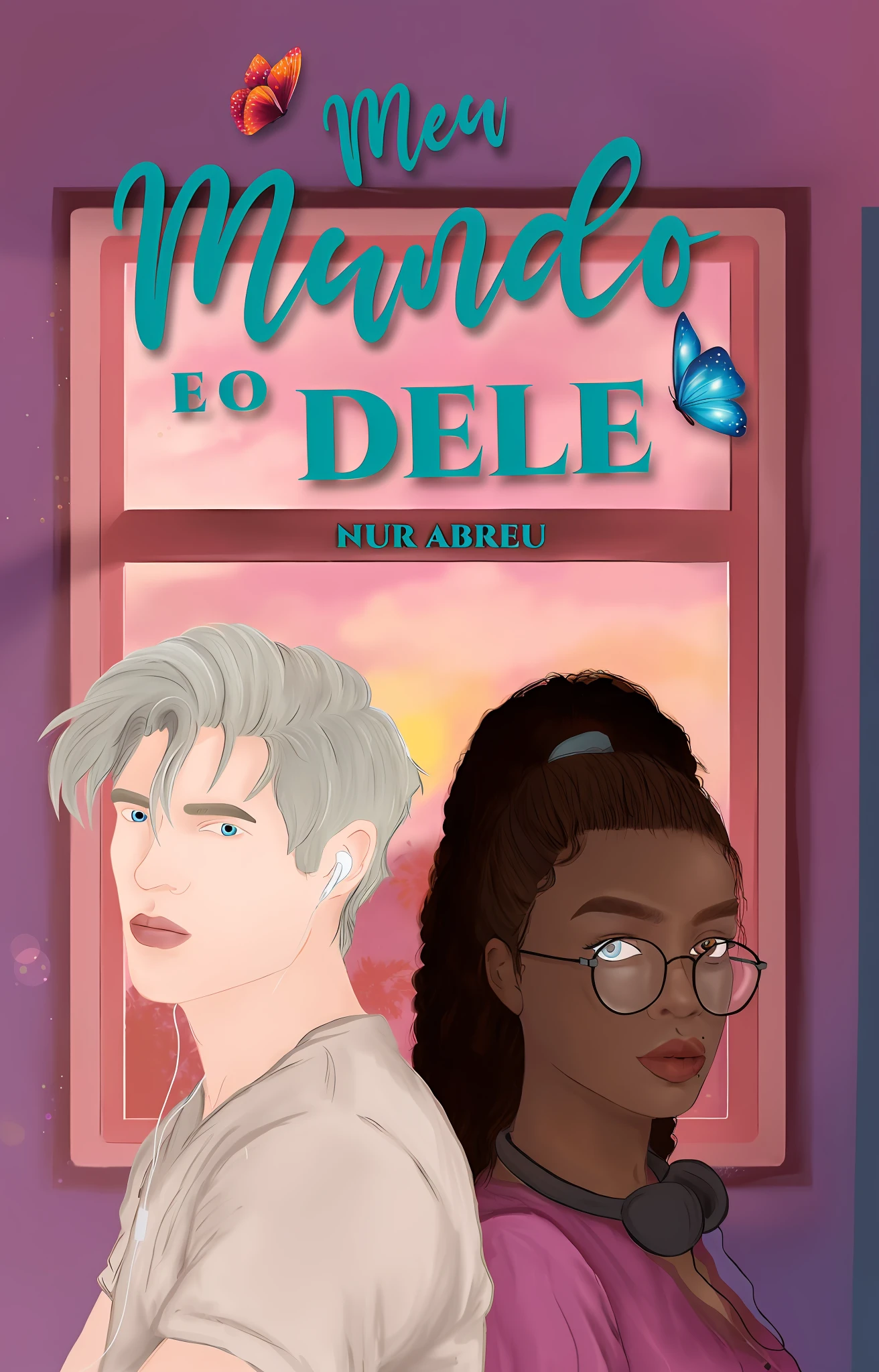 a cartoon of two people standing next to each other in front of a window, cover illustration, inspired by Manabu Mabe, romance book cover style, romance book cover, inspired by Dulah Marie Evans, novel cover art for a book, book cover illustration, art concept for a book cover, inspired by Félix Arauz, cover art of graphic novel