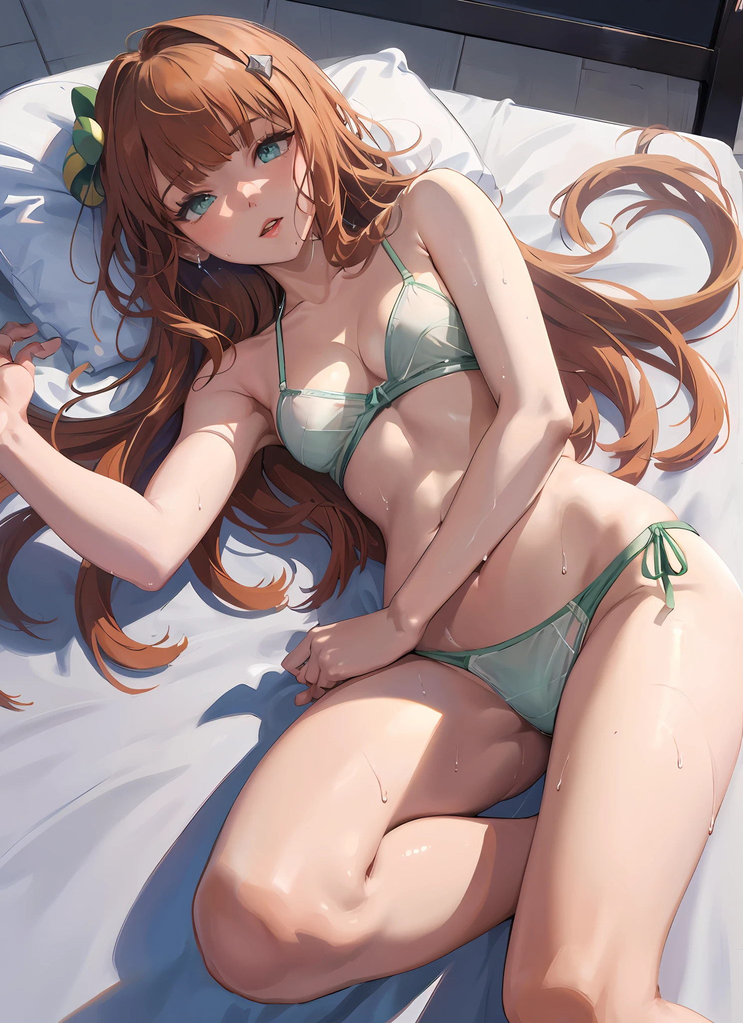 masterpiece, top quality, close-up, face shot,
Silence Suzuka \ (um sume \), brown hair, long hair, small breasts, ((Perfect limbs))), only one girl, underwear, all fours, horse girl, brown hair, thighs, underbust, (best quality, 8k, masterpiece, NSFW)), perfectly cute girl, delicate and smooth skin, realistic skin, perfect and beautiful face, perfect and cute face, (subjective perspective, view from above), large, ( light black underwear, wet, beautiful nipple slip), ((transparent white micro bikini, string micro bikini, areola protruding from the bra,)), gap between chest and underwear, shiny skin, beautiful waist constriction, masterpiece, highest quality, high resolution, solo, night bed, sliding underwear, lying down, from above, begging for a hug with open arms, greeting with a smile, bed, transparent underwear of disheveled flowers, rough breath, Sexual Performance Hospitality, Single Girl, Unhooked Underwear, Breasts, Cleavage, , Lips, Long Hair, Open Mouth, photot_, pink_brassiere, Sleeping, Wet Underwear, (Masterpiece), Super Detail, (High Detail Skin), (Best Quality: 1.0), (Best Quality: 1.0), (Best Quality, Masterpiece), (Spread Legs)))), (( Dynamic Pose)), ((Hide the crotch with hands)), Best Quality, Masterpiece, Ultra HD, (Girl yawning in bed), (The back of the thigh is visible))), ((POV: 1.7))), slender hips, round breasts, obviously, ((((NSFW)), heavy breathing, Problem eyebrows, Upturned eyebrows, ((begging for hugs)))), black transparent panties, ( No bra)))), masterpiece, top quality, high resolution, indoors, white shirt, red ribbon, undressing, bra, panties, lying down, from above, arms outstretched, anger, bedridden, disheveled clothes, rough mouth, sexual manifestations, masterpiece, best quality, high resolution, indoors, see-through, slippery bra, side tie T-back, string underwear, from above, stretch arms, anger, sleeping, disheveled underwear, rough breath, Sexual expression, Full body, ((ripped panties, ripped underwear)))), (figure behi