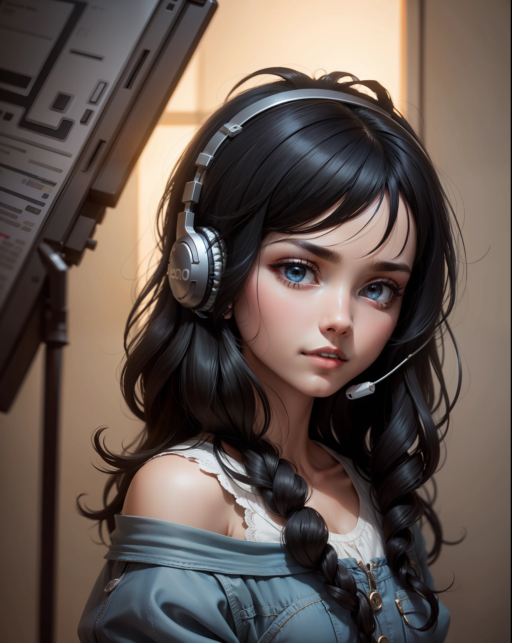 Messing around in the notbook with headphone jack and black hair