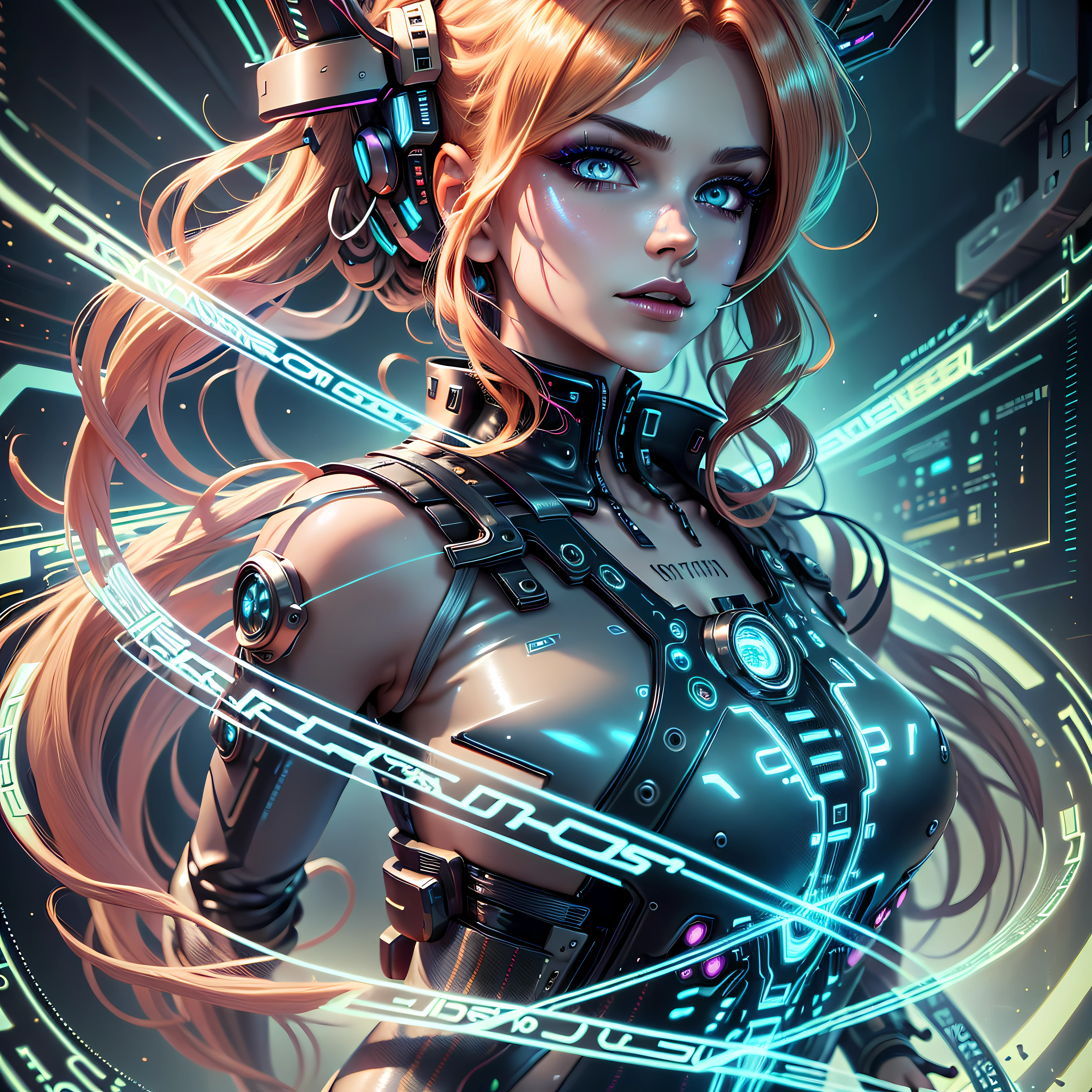 [best quality, ultra-detailed CG art:1.2],floating,mysterious scene, neon lights, shrouded in fog, techpunk aesthetics,androgynous figure, beautiful eyes, cyber makeup, vibrant hair:strawberry blonde, embedded with circuits, electric blue streaks,dynamic pose,glowing surroundings, energy distortion,ptercodactyl, night sky. --auto --s2