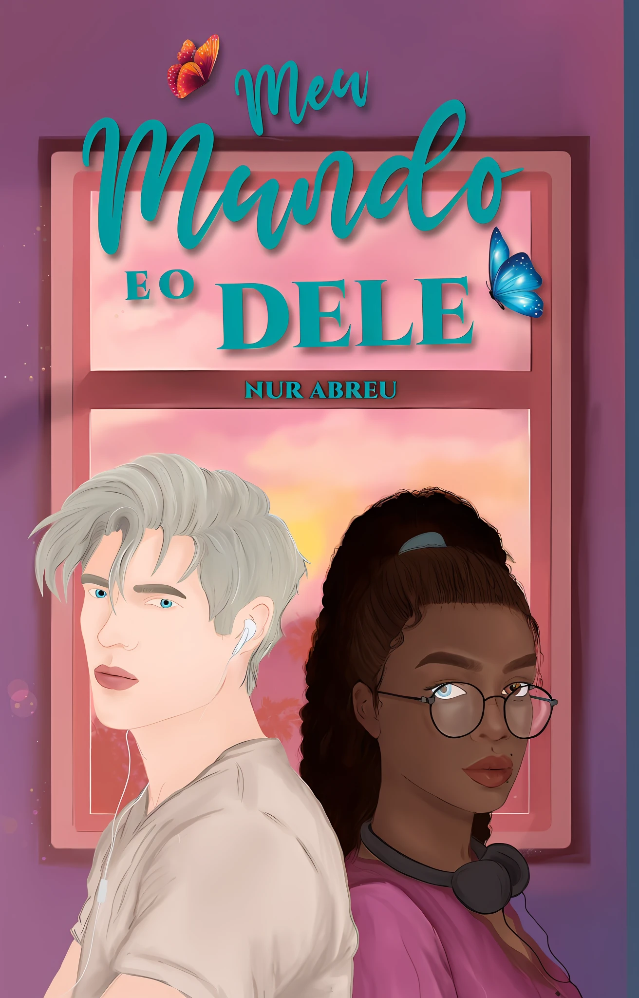 a cartoon of two people standing next to each other in front of a window, cover illustration, inspired by Manabu Mabe, romance book cover style, romance book cover, inspired by Dulah Marie Evans, novel cover art for a book, book cover illustration, art concept for a book cover, inspired by Félix Arauz, cover art of graphic novel