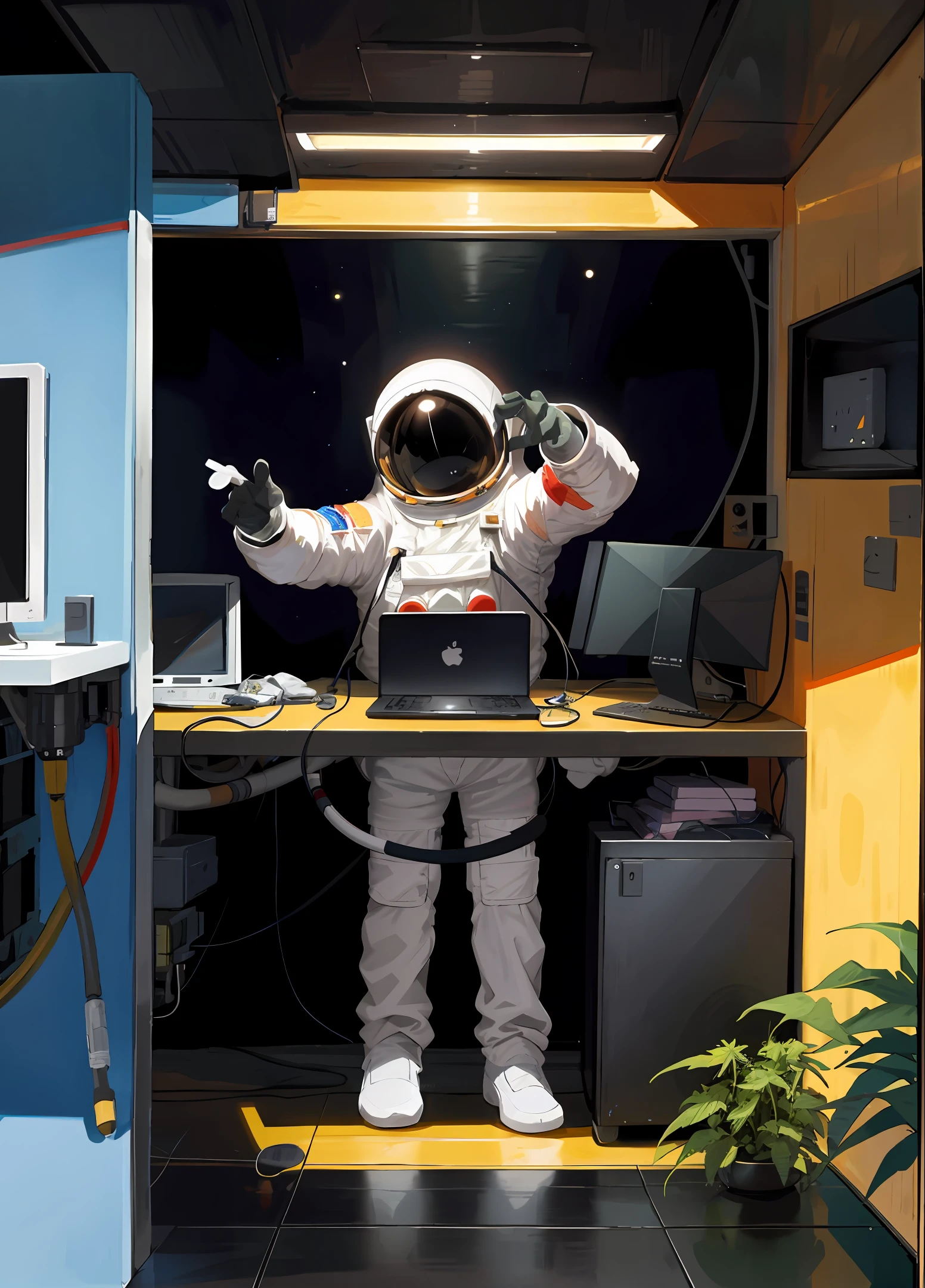 Astronaut, black hole, PC, cannabis, room