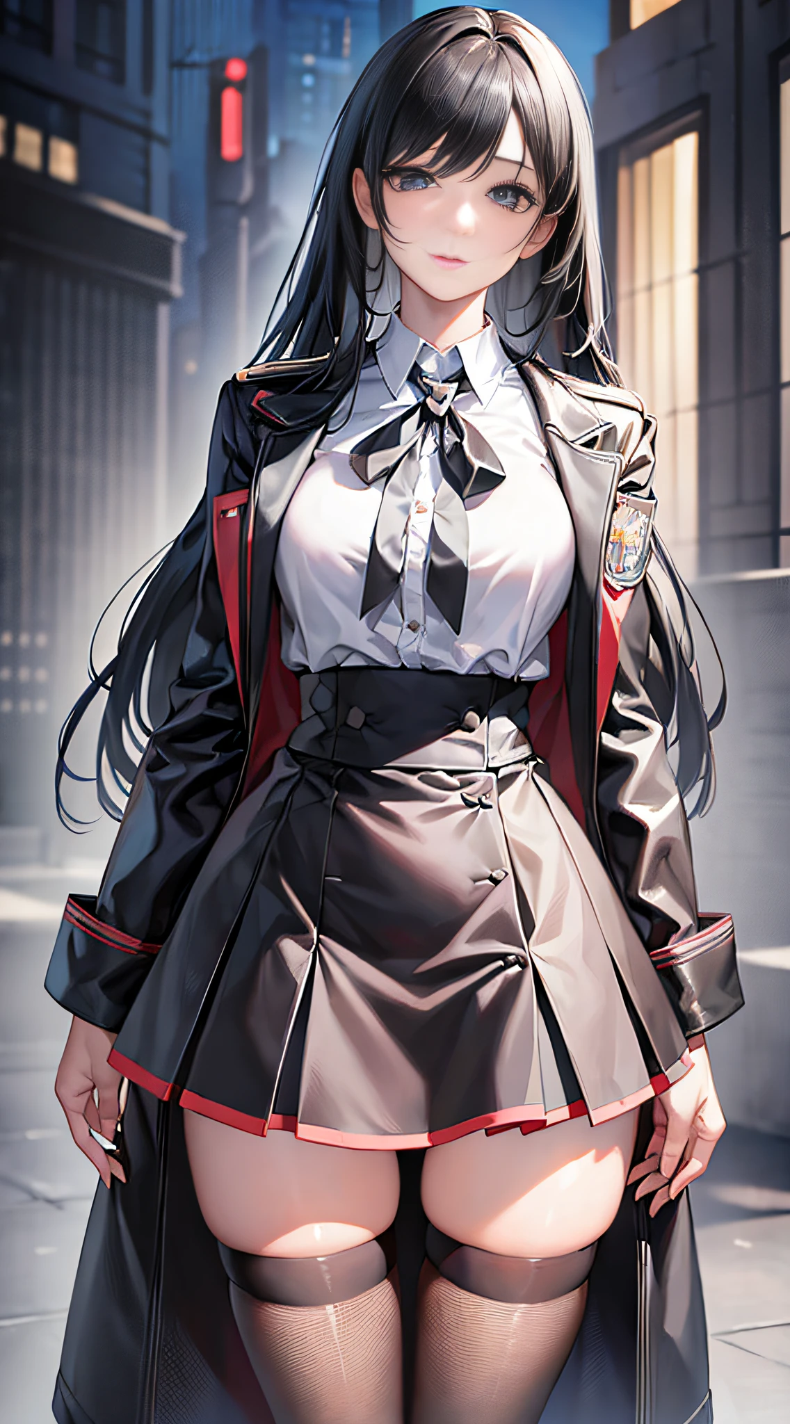 ((masterpiece, best_quality)), 1girl, (photorealistic:1.4),  solo, white_background, black_hair, long_hair,   zettai_ryouiki, skirt, ((full_body)),