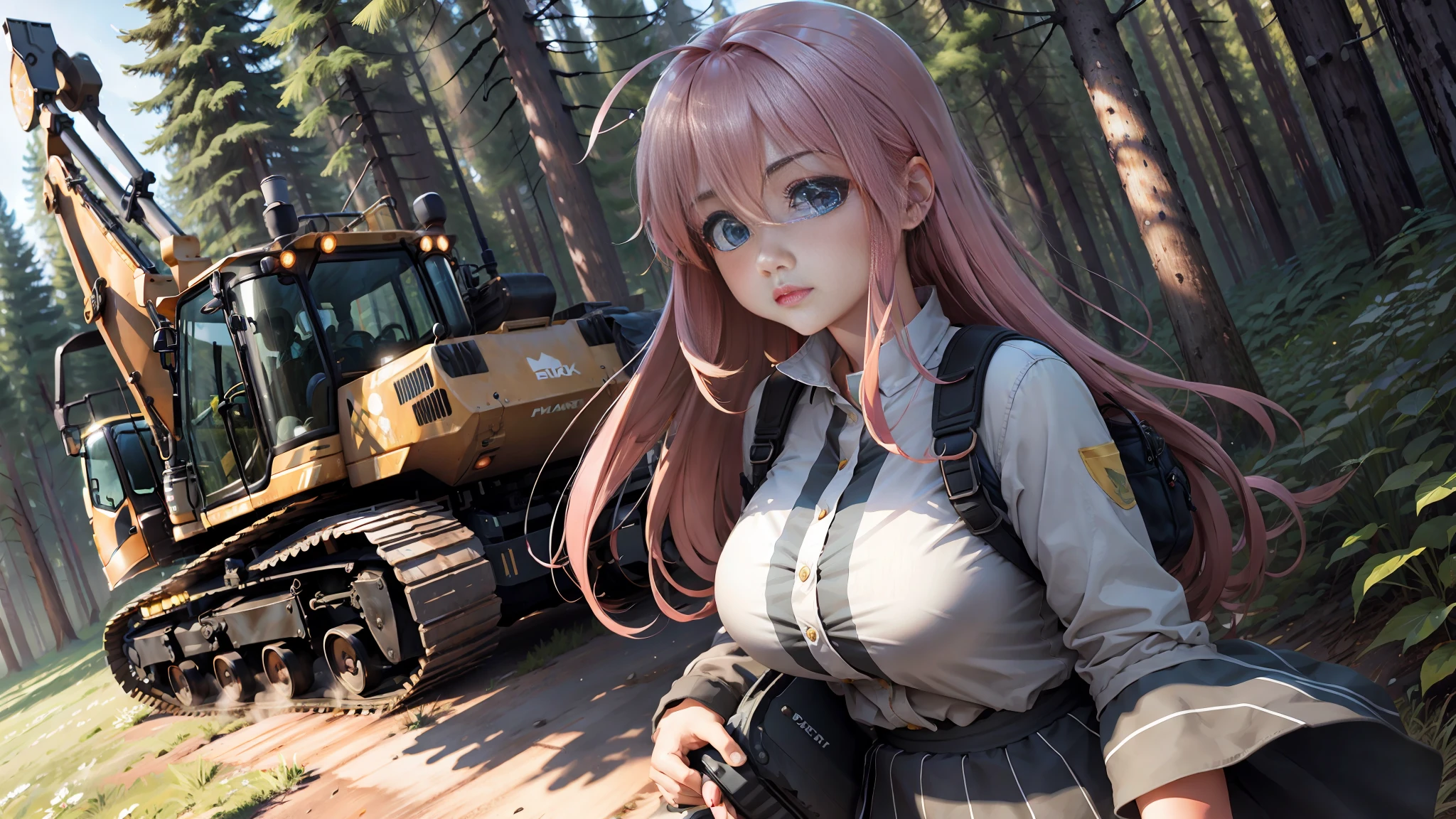 ((Heavy Equipment)))), Big Sky, One Girl, Forest, Gradient Hair, Hair Between Eyes, Ahoge, Age:16, Beauty Face, White Niso, (Ultra Fine CG Unity 8k Wallpaper), (Masterpiece), (Best Quality), (Ultra Detail), (Best Illustration), (Best Shadow), (Ultra-Fine and Beautiful), Dynamic Angle, (Ultra-Fine CG Integrated 8k Wallpaper), (Masterpiece), (Best Illustration), (Best Shadow), ( ultra-fine and beautiful), dynamic angle