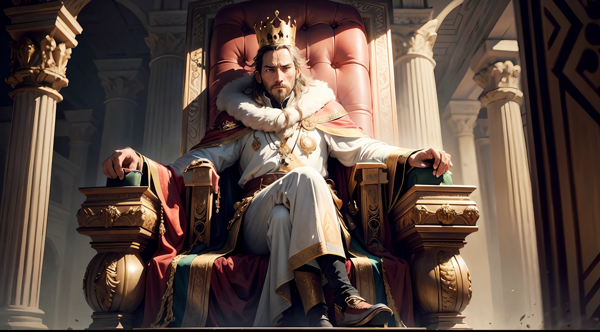 A thoughtful king on the throne