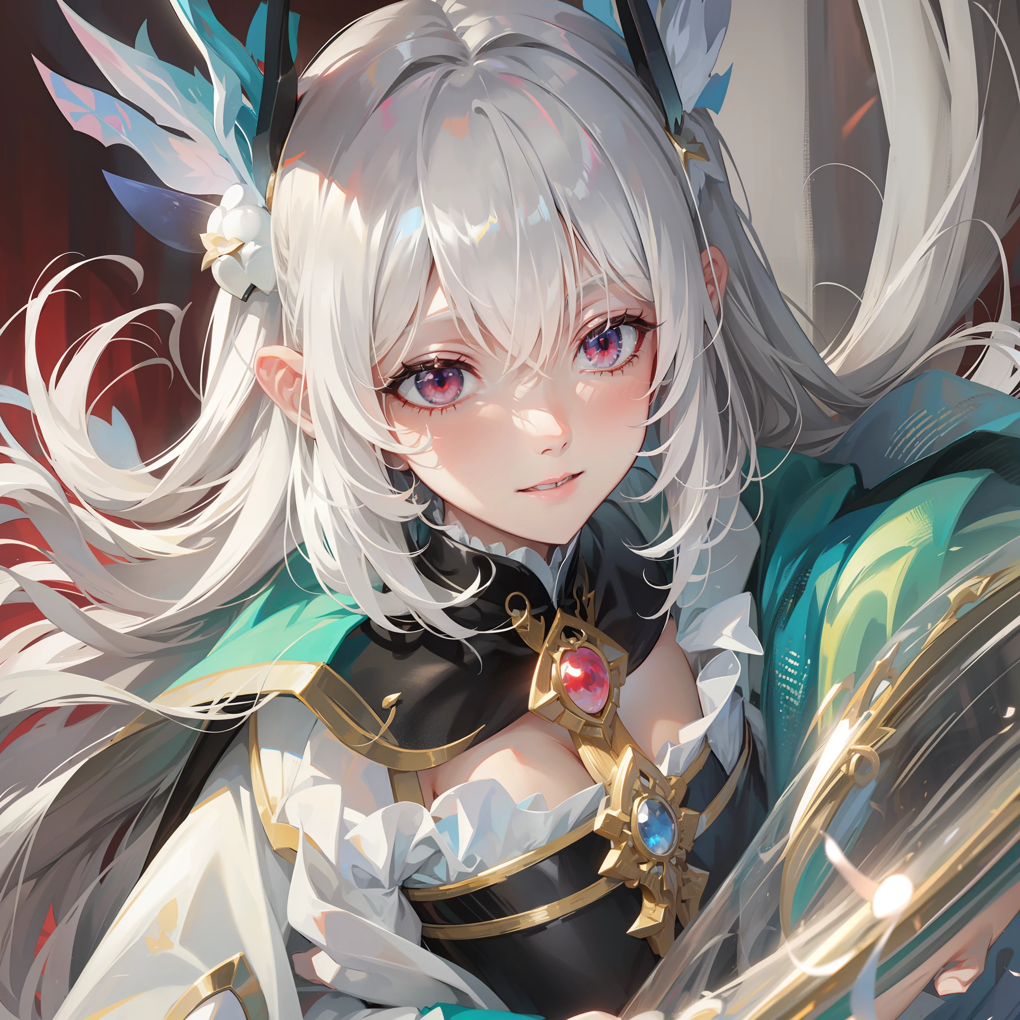 white hair，Red Eyes Peerless Fairy