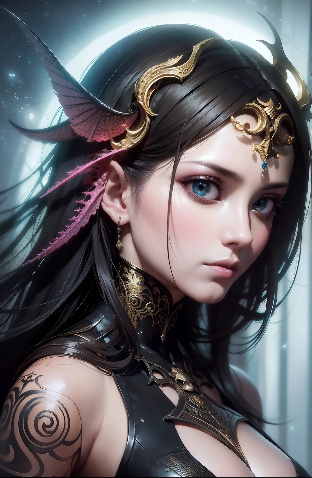 vines, detailed artistic photography with a video game-inspired aesthetic, midnight aura, night sky, dreamy, glowing, backlit, glamour, glow, shadows, oil on canvas, brush strokes, soft, ultra high definition, 8k, developed by Unreal Engine 5, Ultra Sharp Focus, Art by Alberto Seveso, Artgerm, Loish, Sci-Fi, Intricate Artwork, Menacing, Matte Paint Game Poster, Golden Ratio, Popular on CGSociety, Intricate, Epic, Trending on ArtStation, by Artgerm , HR Giger and Beksinski, highly detailed, vibrant, production-ready character rendering, very high quality model