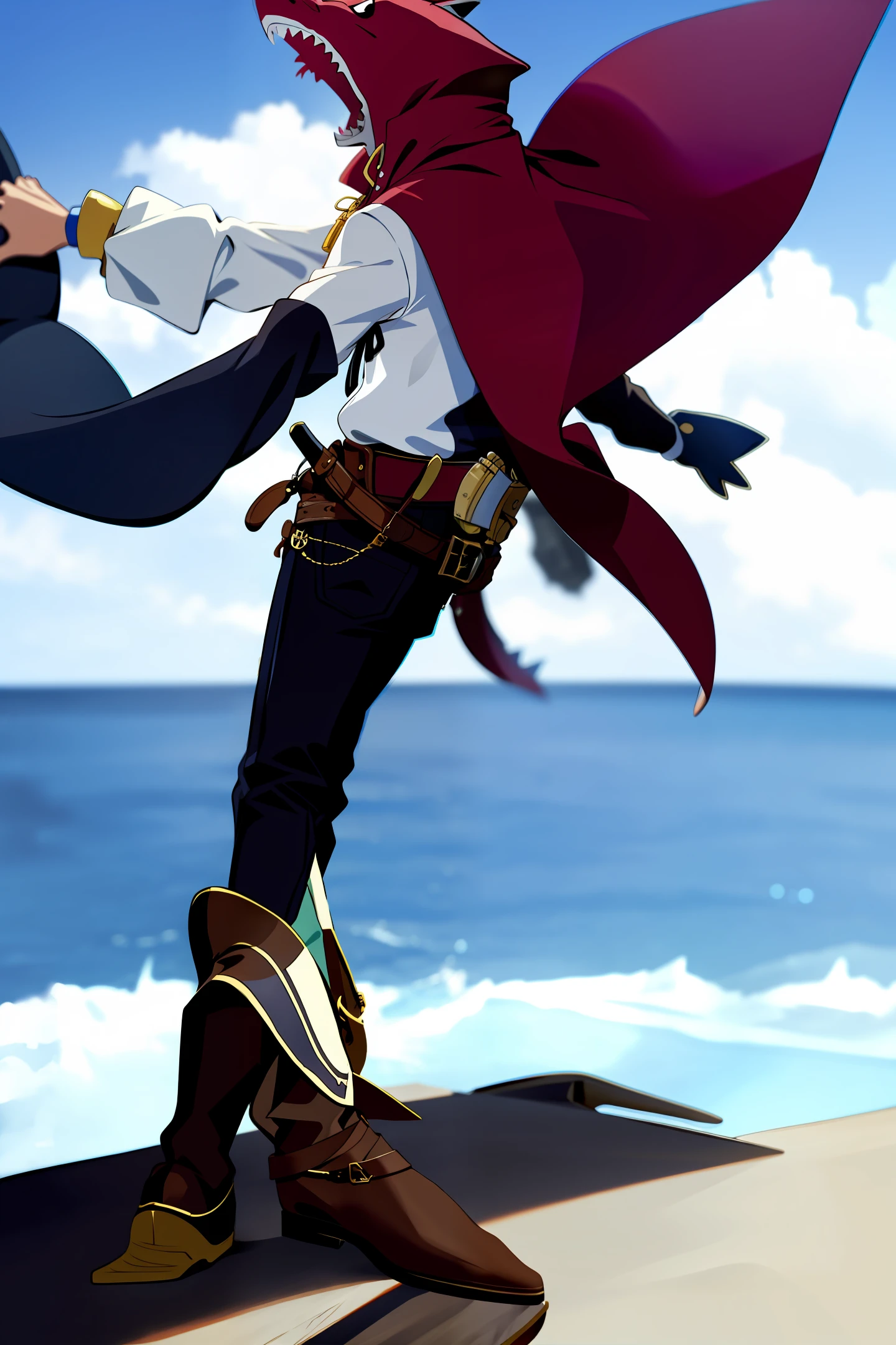 Create a pirate anime character mixed with shark