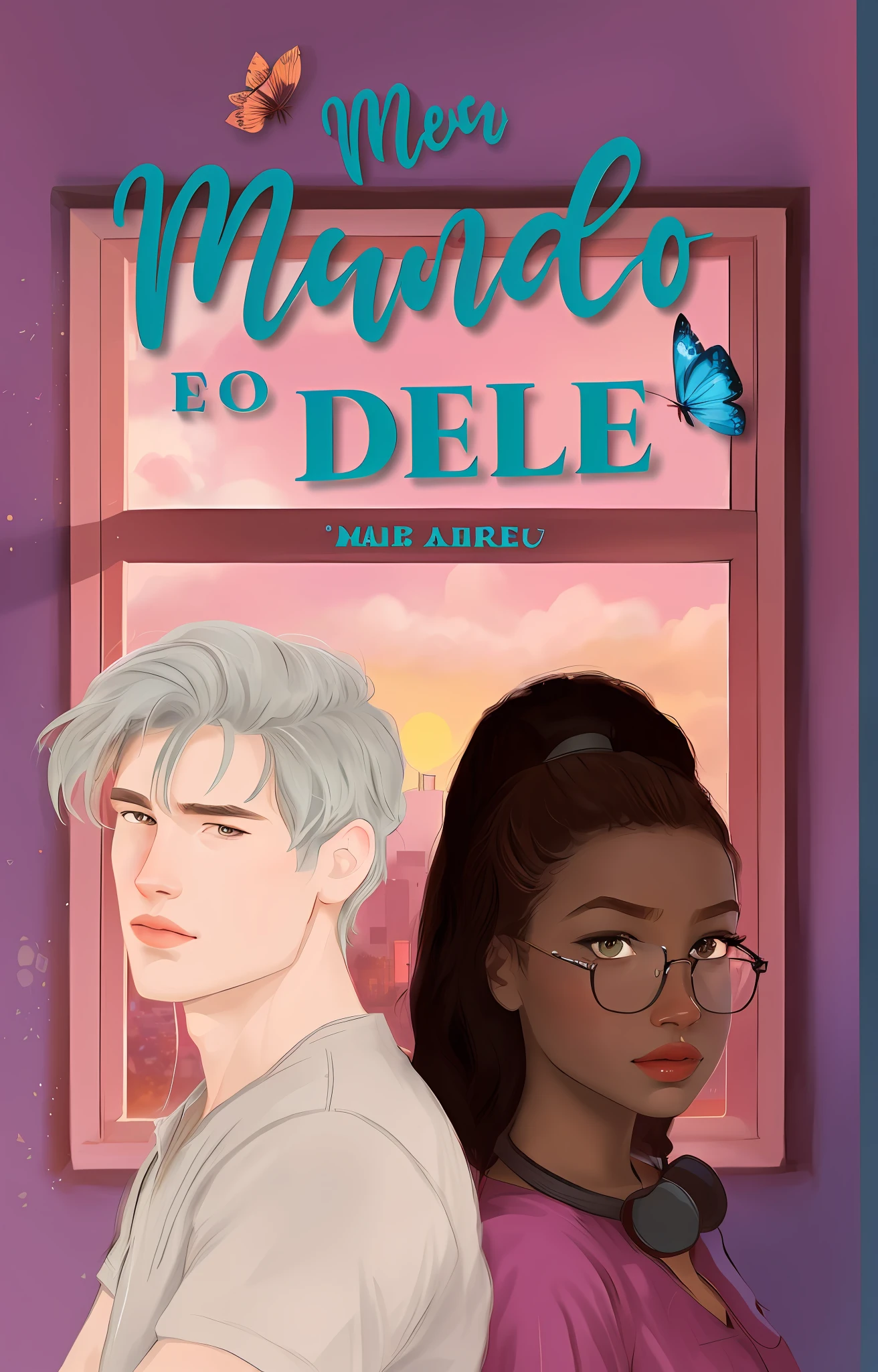 a cartoon of two people standing next to each other in front of a window, cover illustration, inspired by Dulah Marie Evans, novel cover art for a book, book cover illustration, romance book cover, romance book cover style, book cover!!!!!!!!!!!!, art concept for a book cover, by Amelia Peláez, inspired by Manabu Mabe