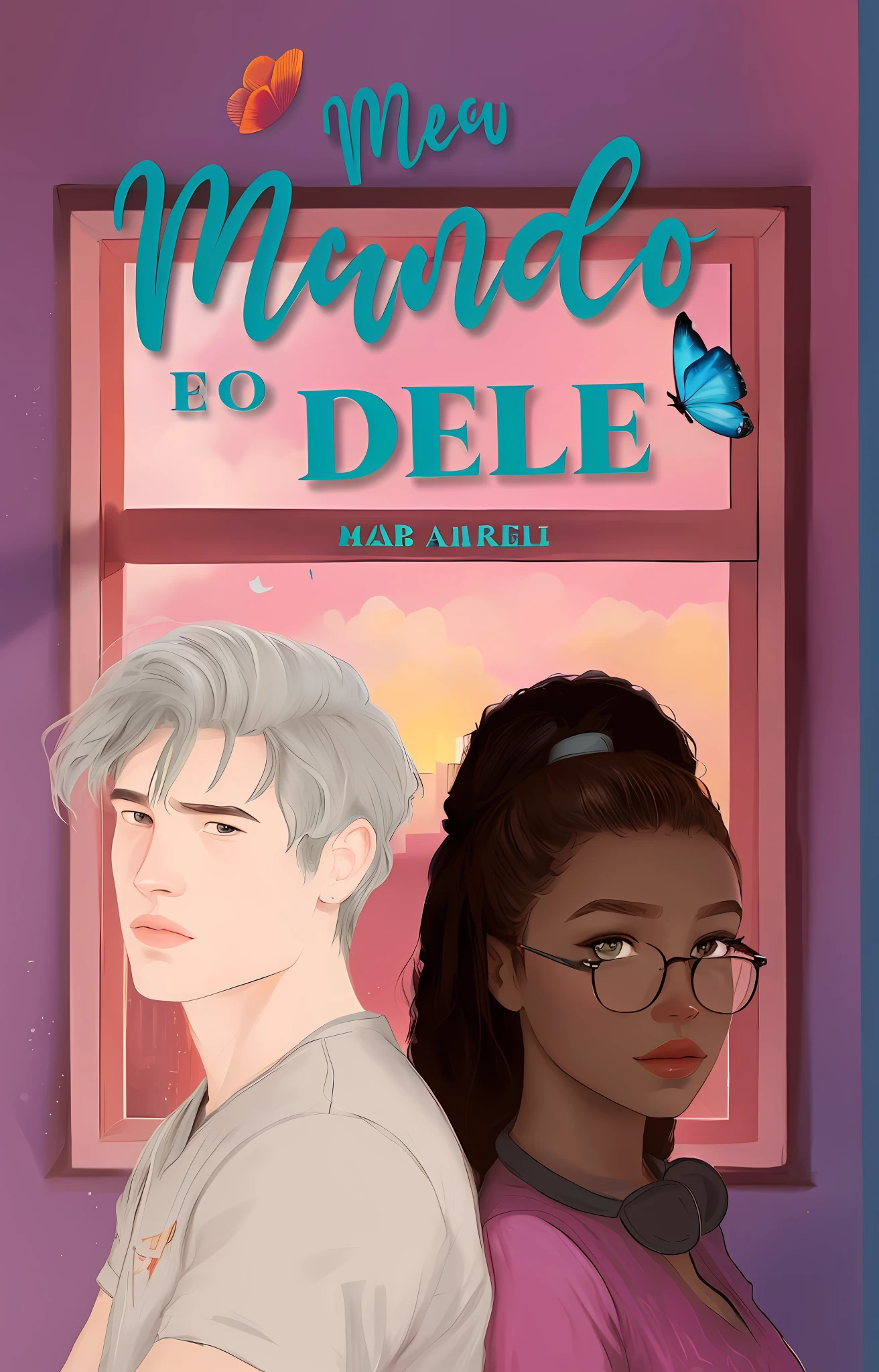 a cartoon of two people standing next to each other in front of a window, cover illustration, inspired by Dulah Marie Evans, novel cover art for a book, book cover illustration, romance book cover, romance book cover style, book cover!!!!!!!!!!!!, art concept for a book cover, by Amelia Peláez, inspired by Manabu Mabe