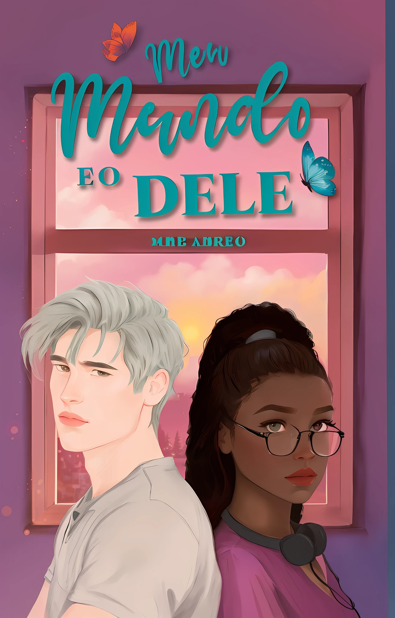 a cartoon of two people standing next to each other in front of a window, cover illustration, inspired by Dulah Marie Evans, novel cover art for a book, book cover illustration, romance book cover, romance book cover style, book cover!!!!!!!!!!!!, art concept for a book cover, by Amelia Peláez, inspired by Manabu Mabe