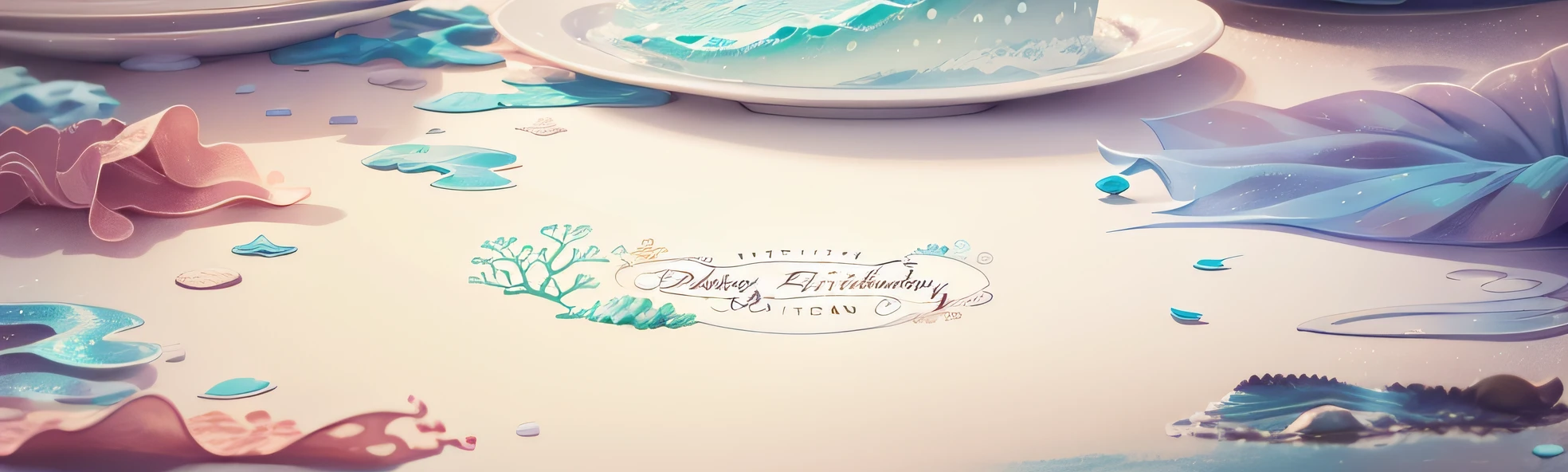 digital illustration (printable birthday invitation, baby seabed, cute seabed animals, seaweed watercolos, cute eyes, pastel colored, white spaces, decoration), vector style watercolor details --auto --s2