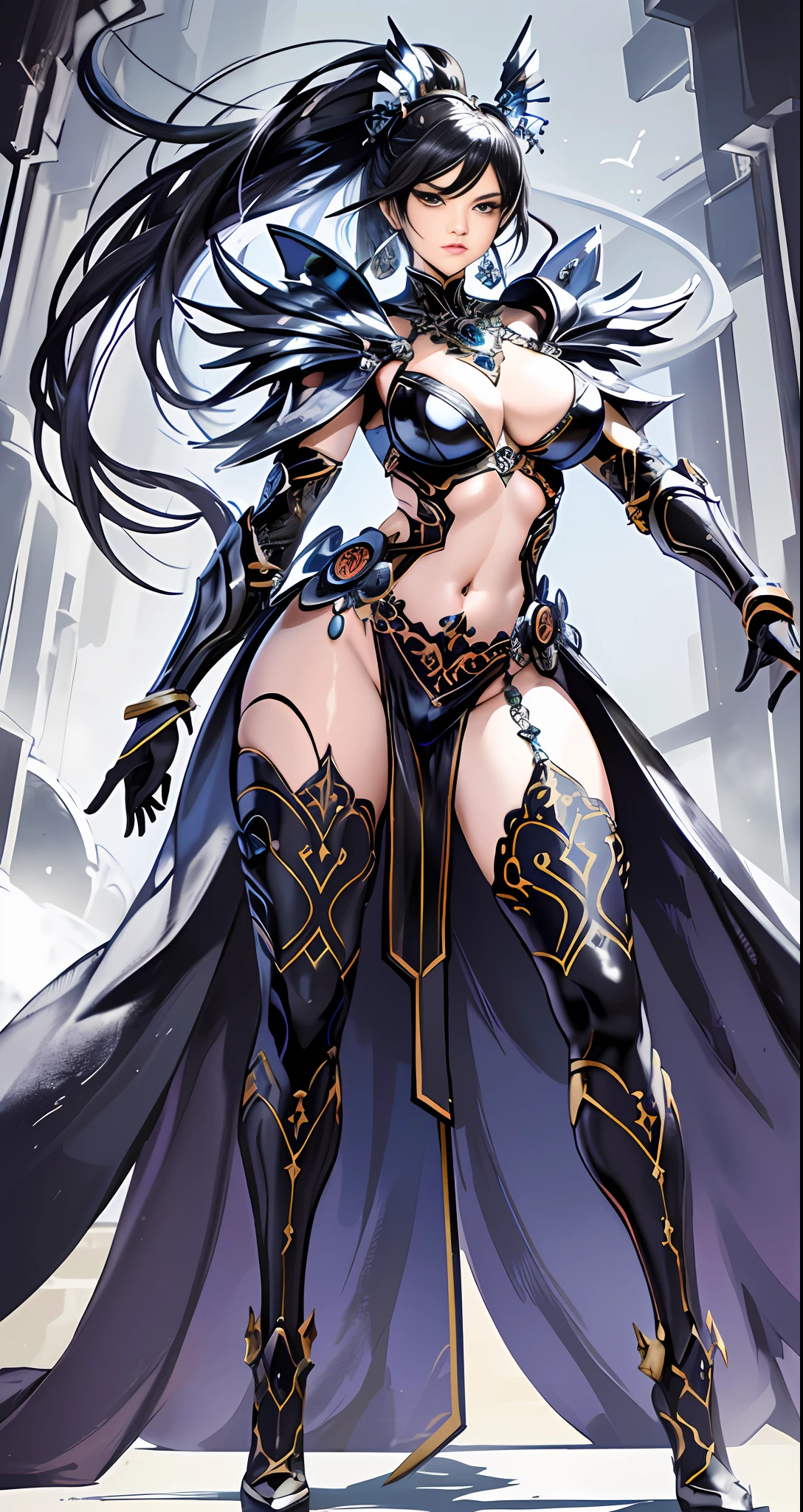 Masterpiece, great black and white anime works, style of Japanese manga masters, black and white art, line art, pen drawing art, a mature woman (from below: 1.5) (((in the pool: 1.2))) (full body standing)))) (solid color steel armor + openwork transparent design inspired by Victoria's Secret), (broken + clothing: 1.5) (full body pose: 1.5), (krounchana: 1.5) hips ((lower chest +Upright under the bra)), (double eyelids) (delicate makeup) (fantasy: 1.2), battle woman, full body armor, fire element, (mythology: 1.5), exposed navel, thong, (large panorama: 4), wide angle, (dramatic: pose), (ethereal: lighting), (mysterious: atmosphere), (complex: details), (carefully designed hair + design), (ancient artifacts), human warrior woman (carefully designed necklace bracelet earrings gemstone pendant inspired by Harry Winston) (Sacred: Light), (Spiritual Essence) (Evocative: Expressive), Long Legs, 180CM Height, (Daring: Brushstrokes), (Epic: Proportional) Masterpiece 16K --s2