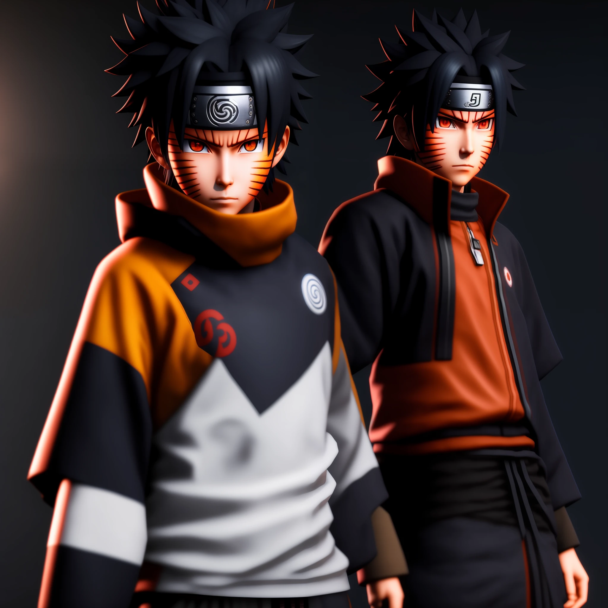 Naruto Sasuke, 3d, 8k, ultra realistic